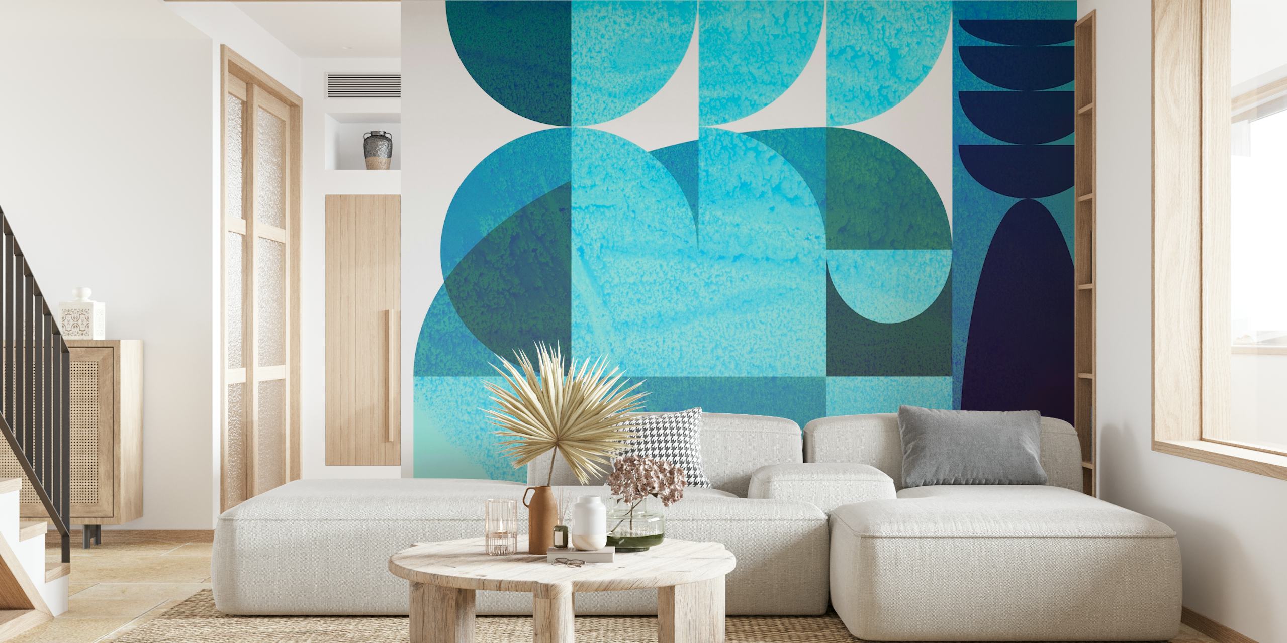 Oceanic Tones Mosaic tapet i et rumindstilling