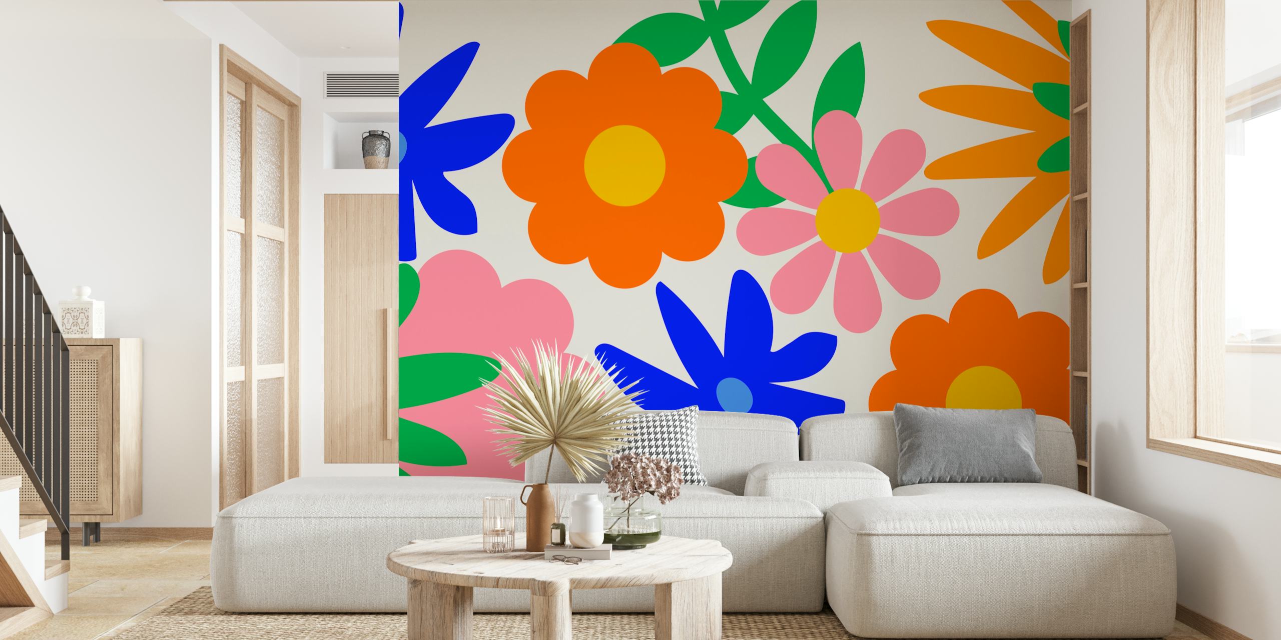 Värikäs kukkateippi huoneessa