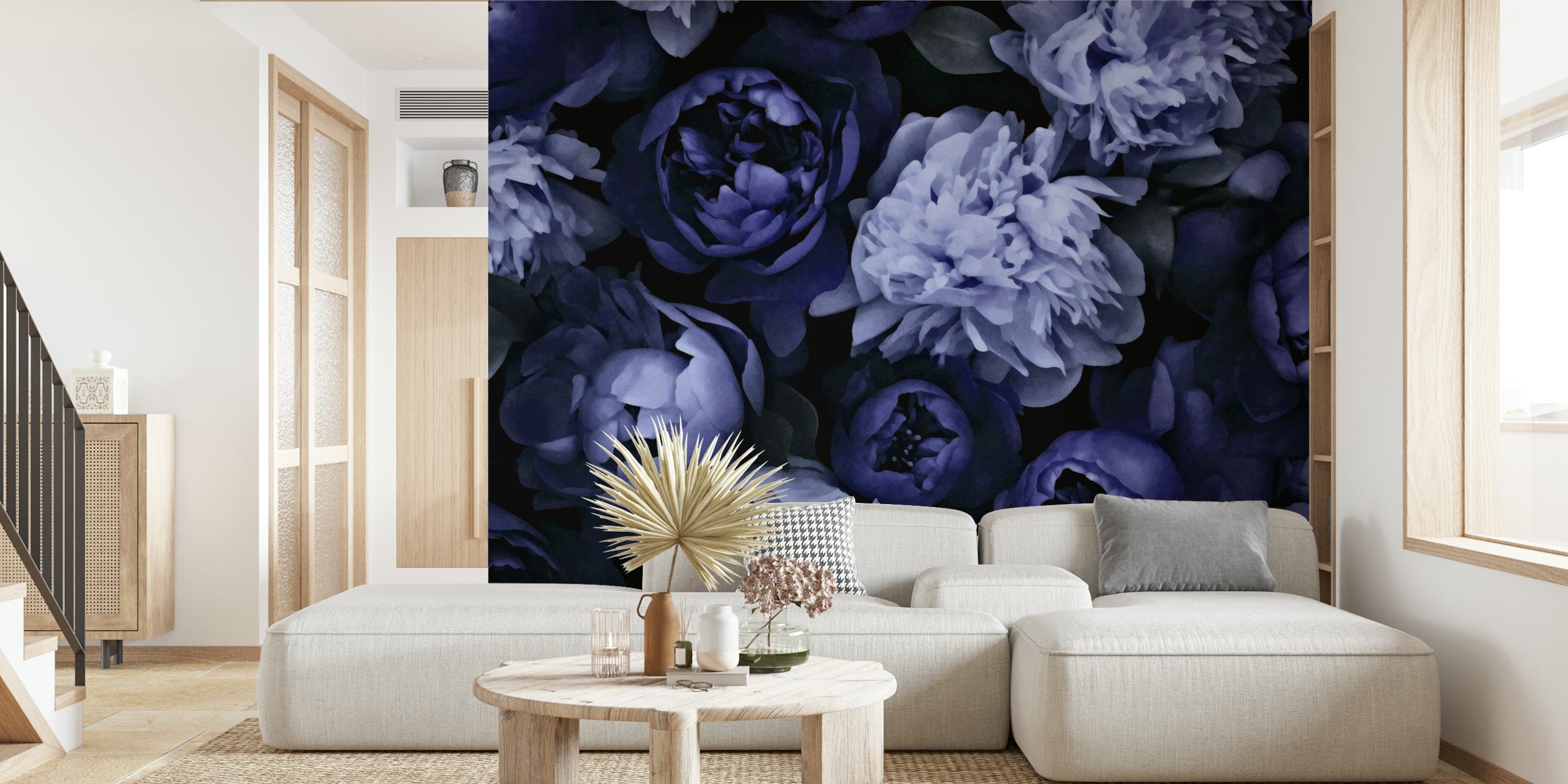 Atmospheric Flower Reverie Plum Blue blomster tapet