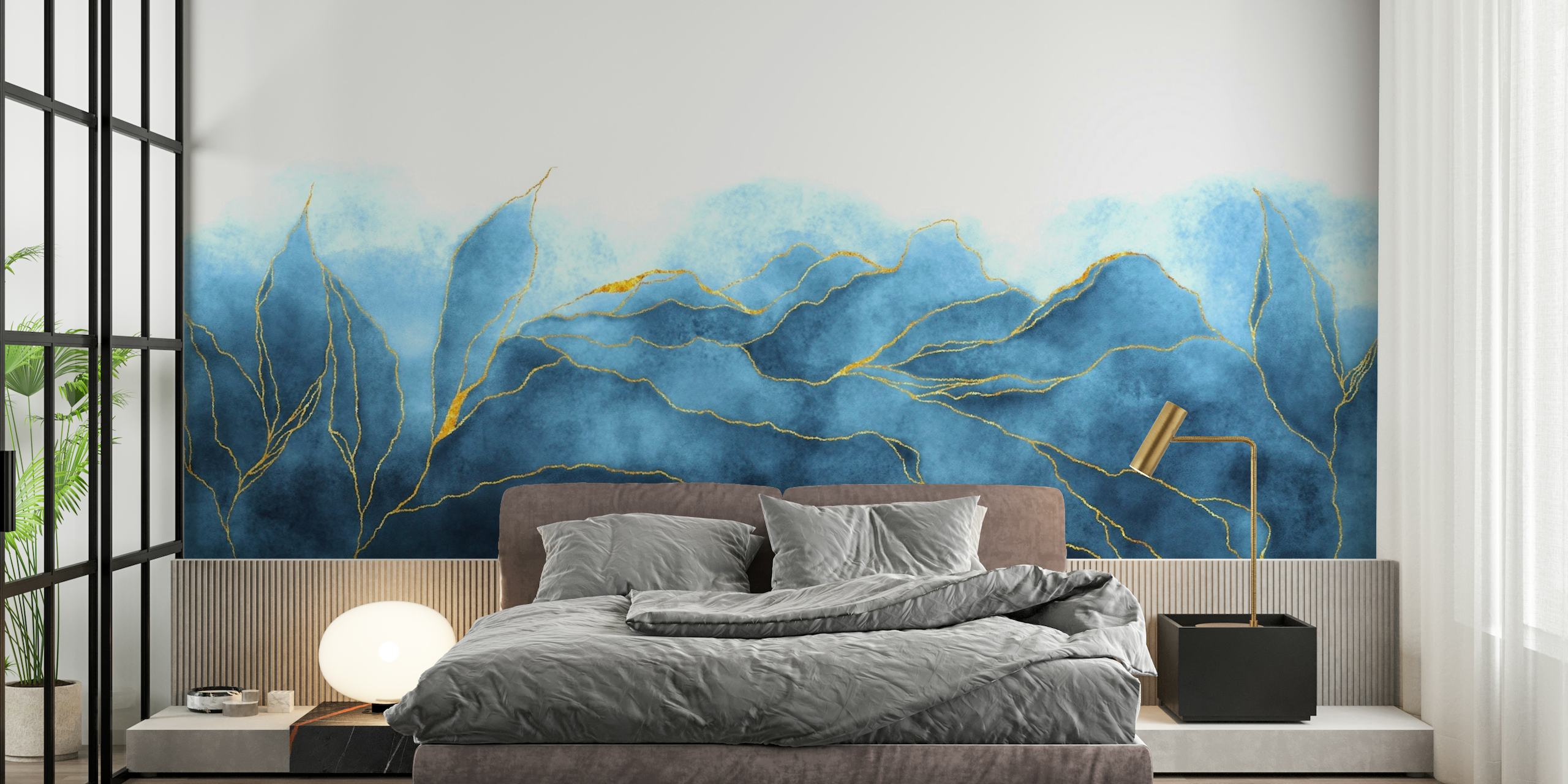 Blue watercolor luxury papel de parede