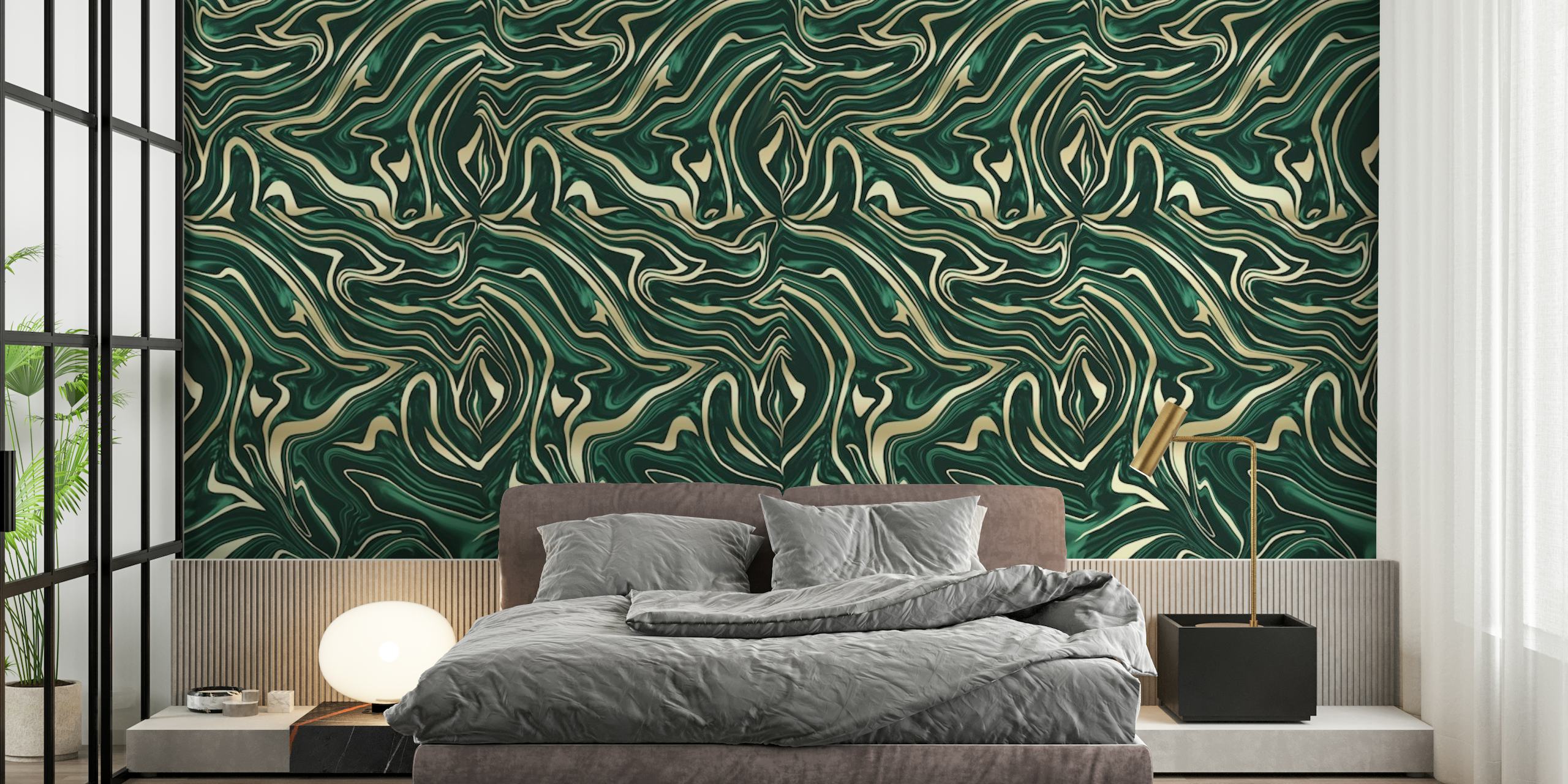 Emerald Green Gold Marble 3a tapet