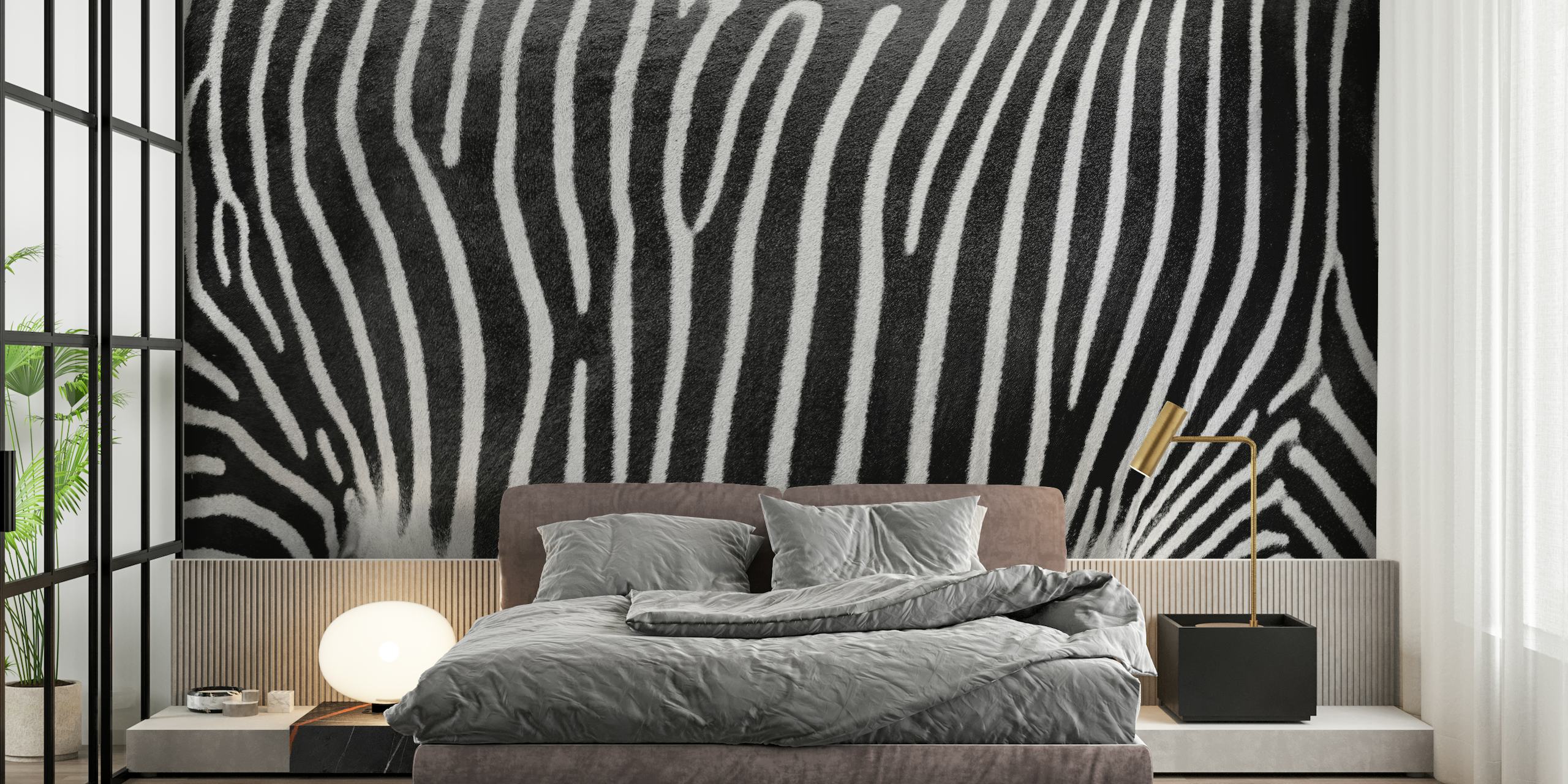 Zebra stribe mønster vægmaleri til moderne boligindretning
