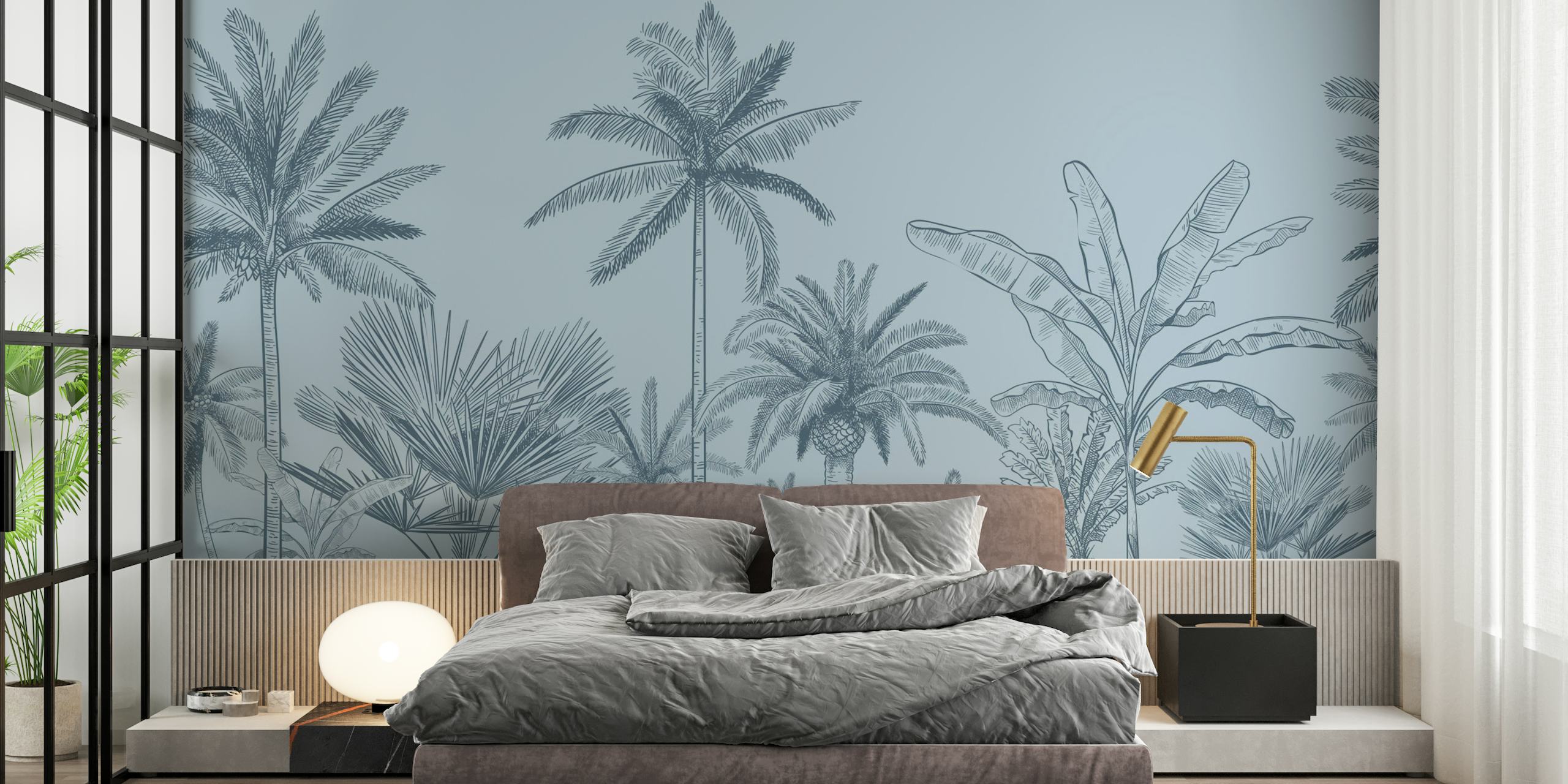 TREE PALMS BLUE wallpaper