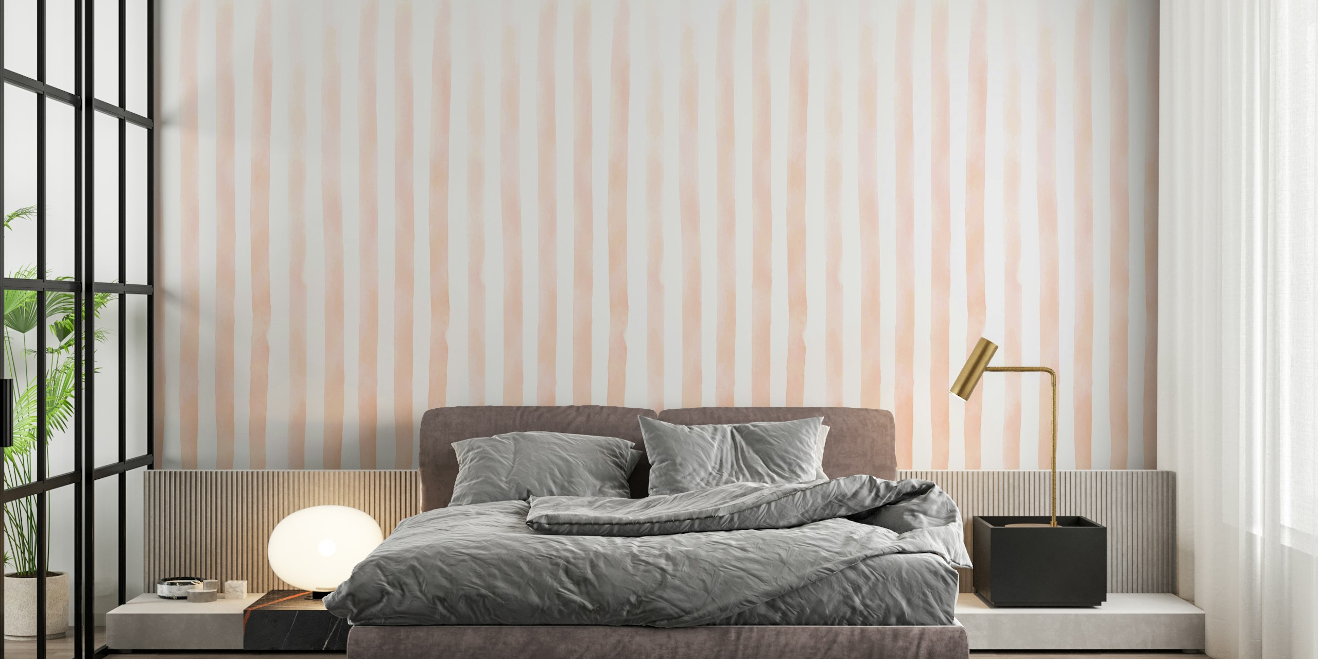Pastel pink watercolor stripes wallpaper