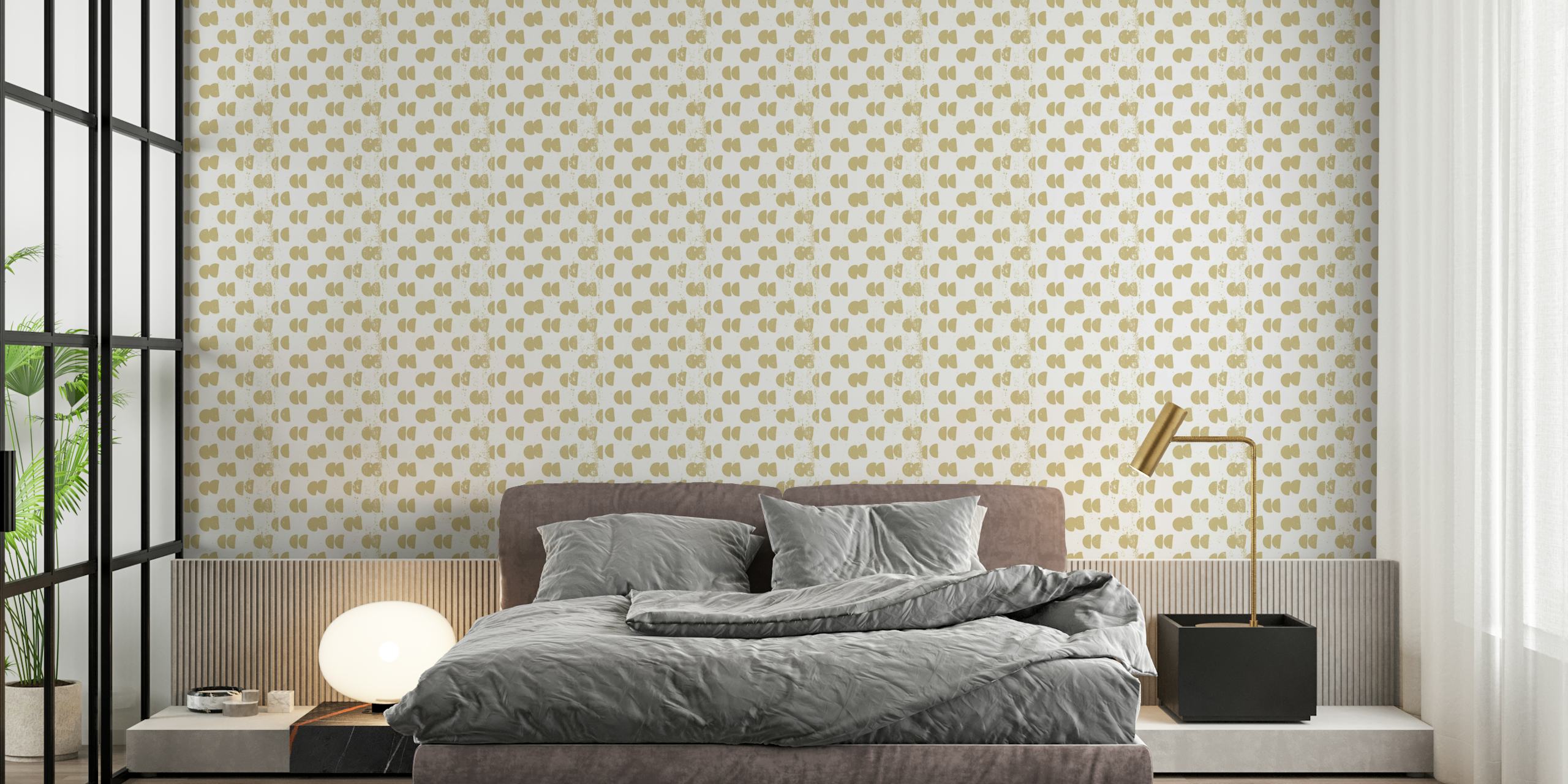 Gold semicircles pattern on white background wallpaper