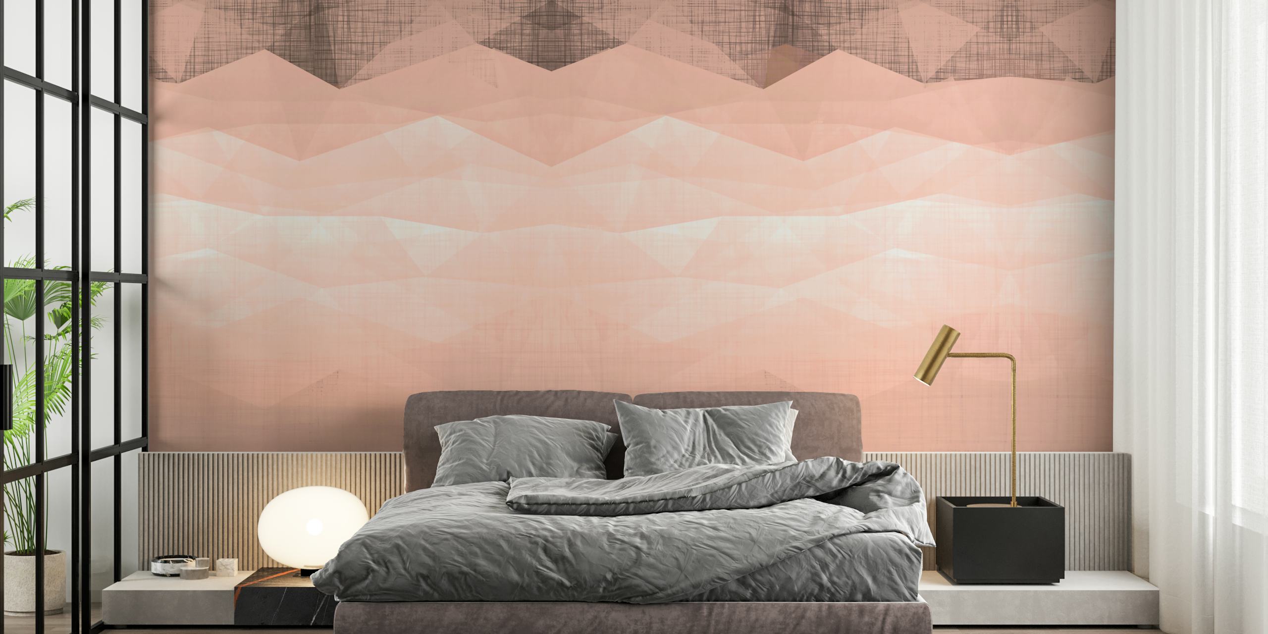 Tapeta Soft Toned Geometric Peaks u sobi