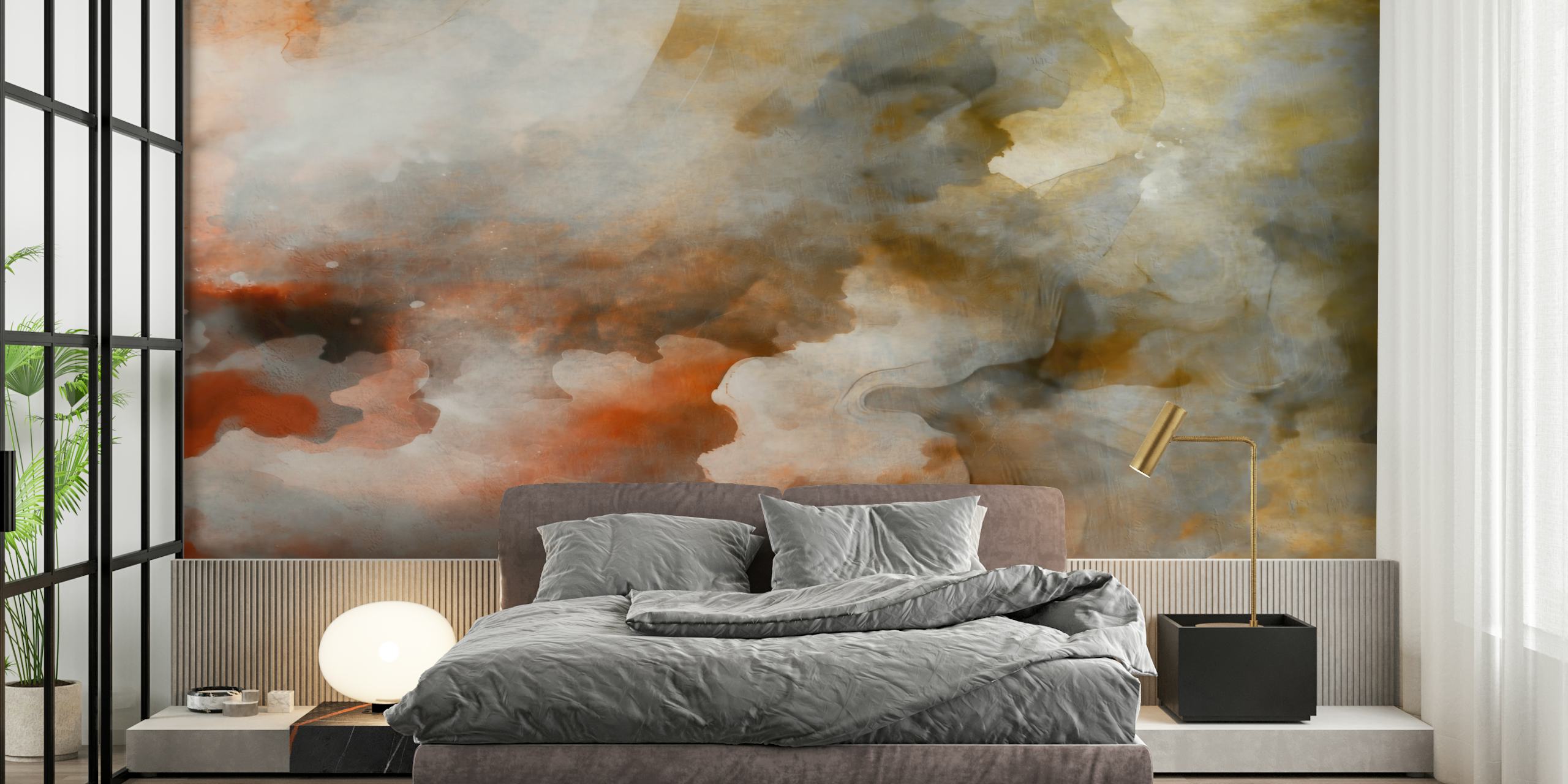 papel de parede Earthy Tones Artistry em um quarto