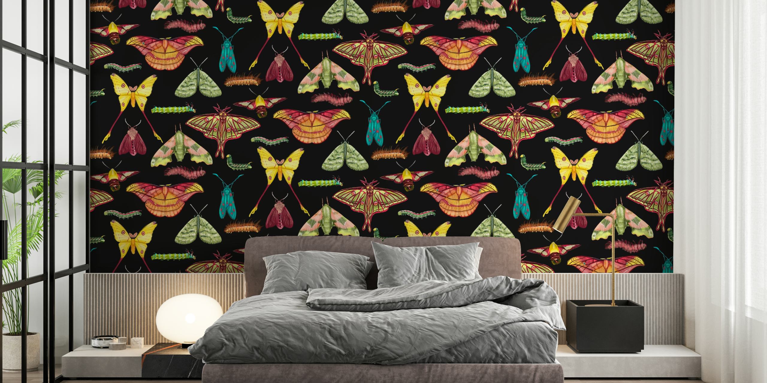 Moths Metamorphosis Montage wallpaper in a room