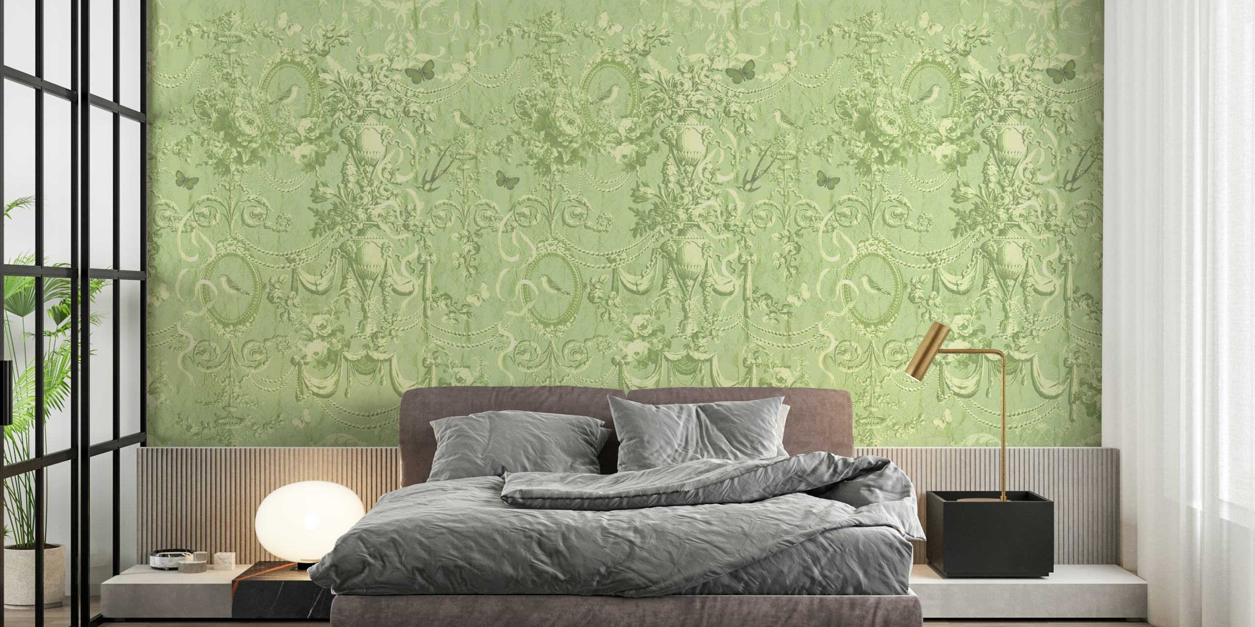Pistachio Verdant Classic Art wallpaper in a room