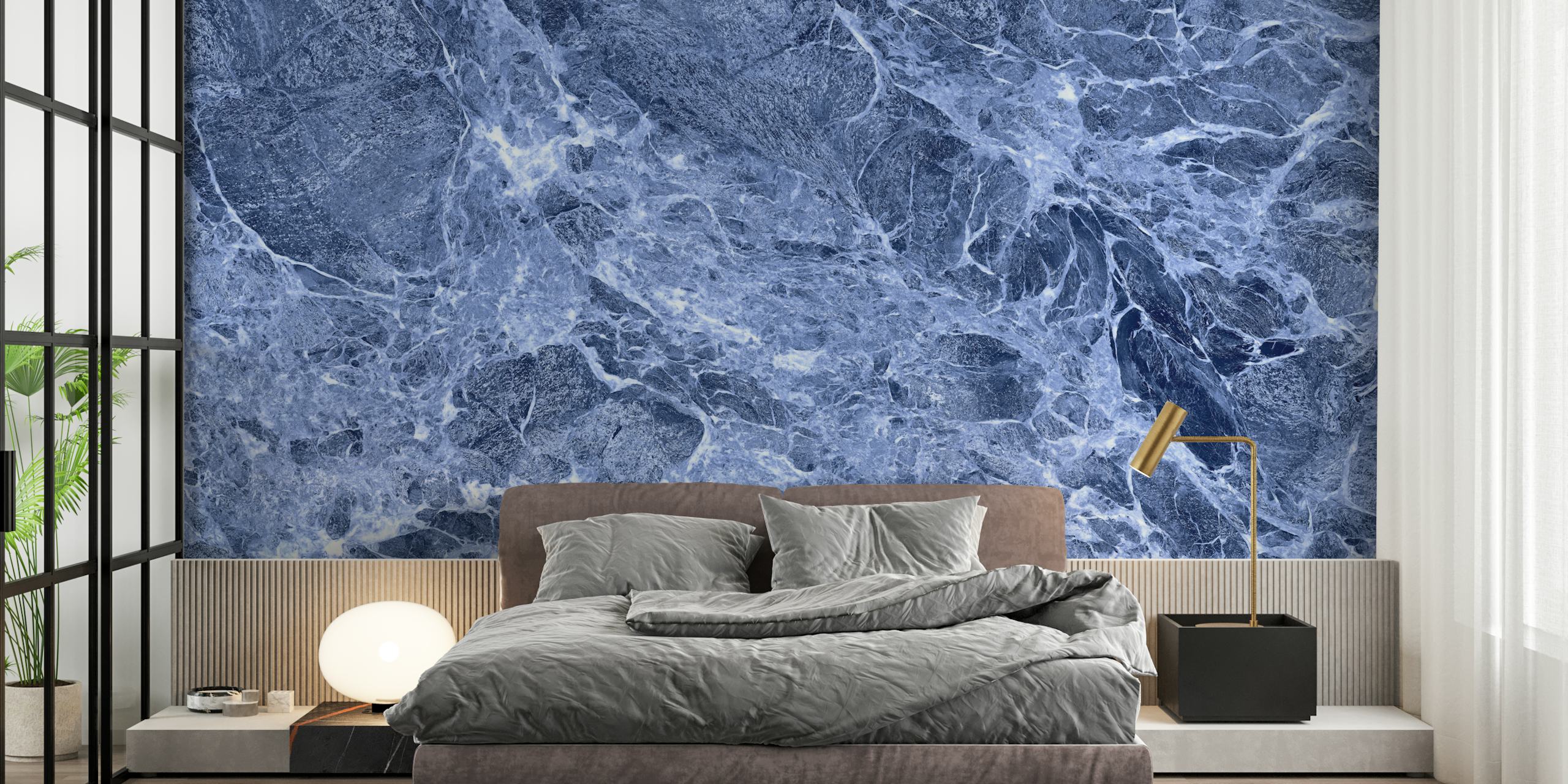 Blaue Onyx-Fliesenlook-Granitstein-Tapete