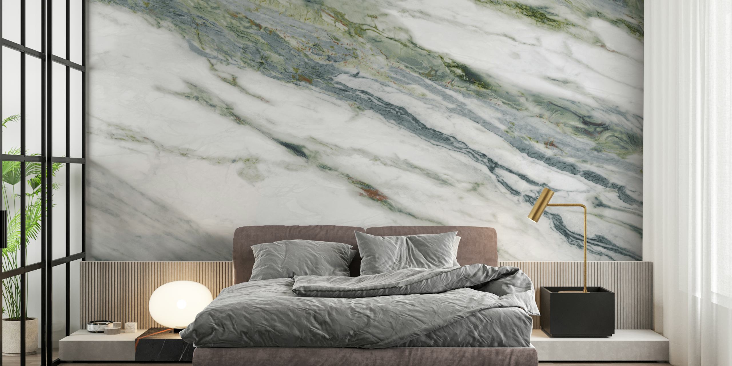 White and green marbled surface wallpaper, marble style