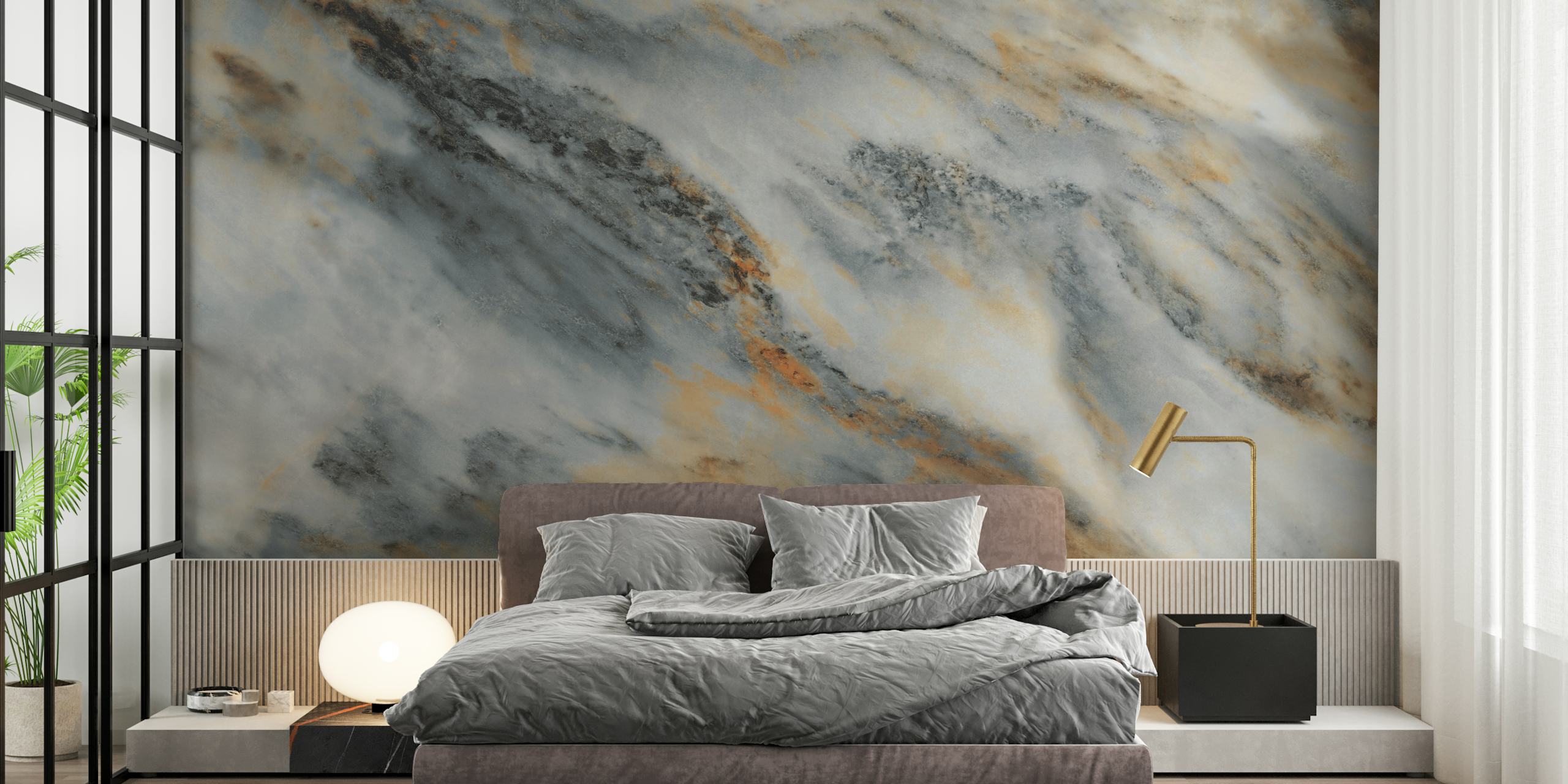 Natural granite rustic stone wallpaper in room