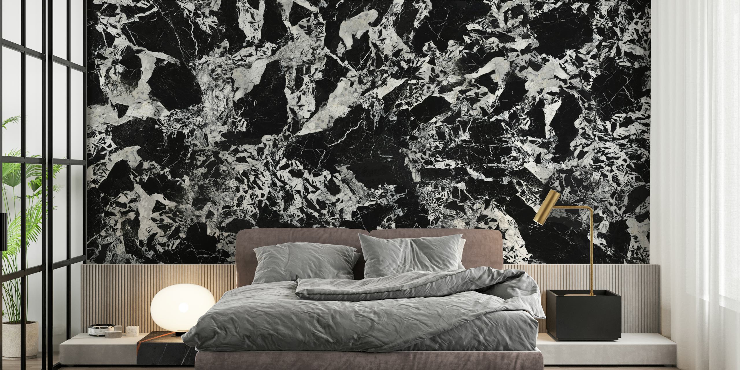 Black Fusion Marble behang in een kamer