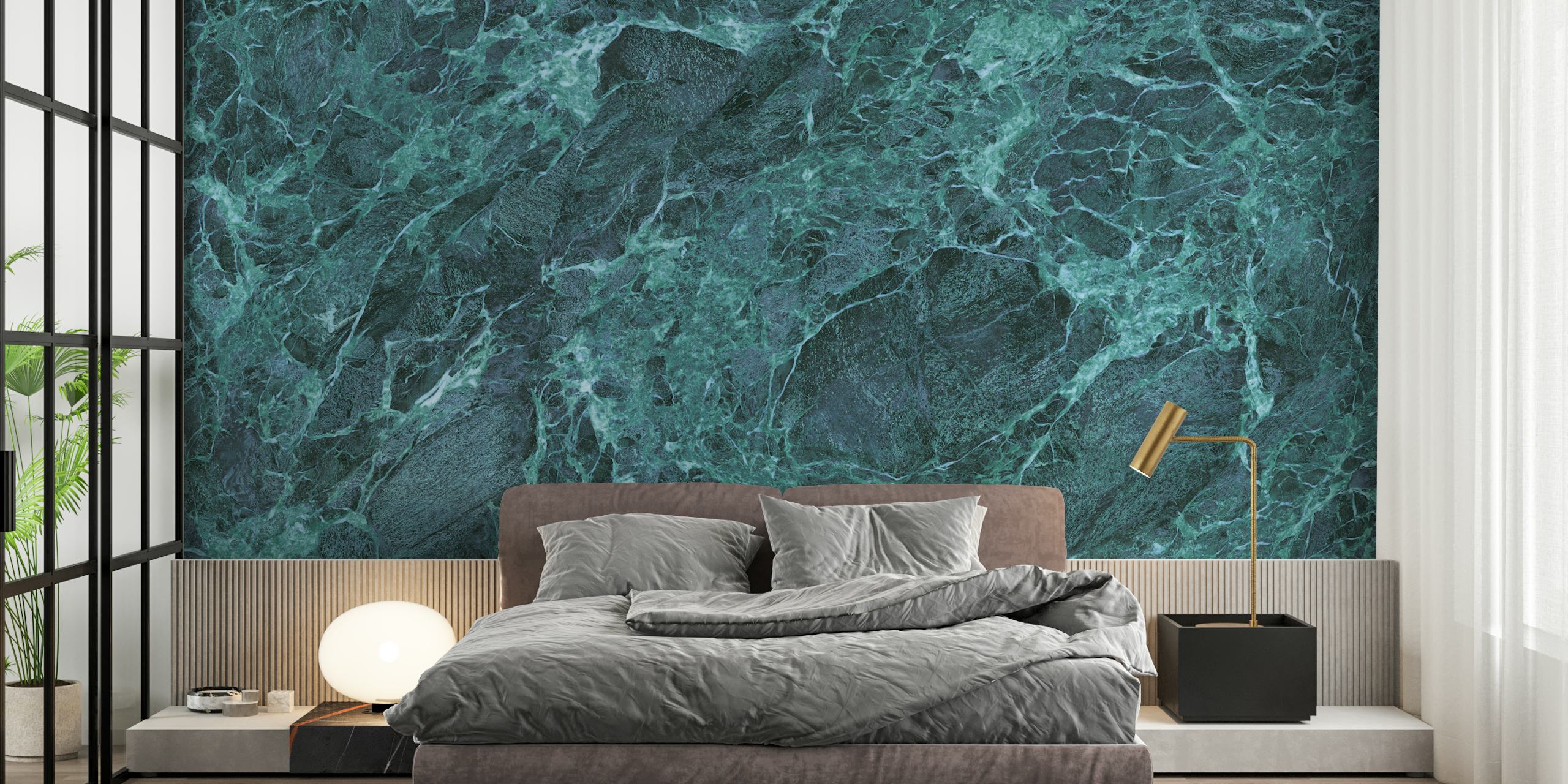 Spider Green Marble tapet i en rumsmiljö