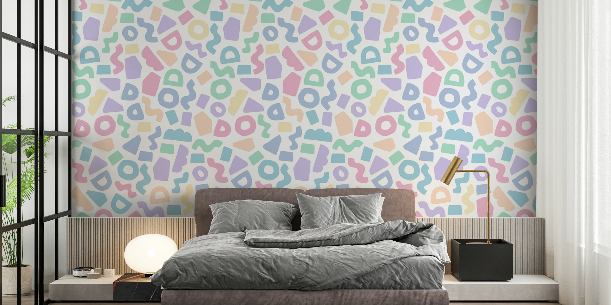 Colorful rainbow abstract shapes pattern for wall mural