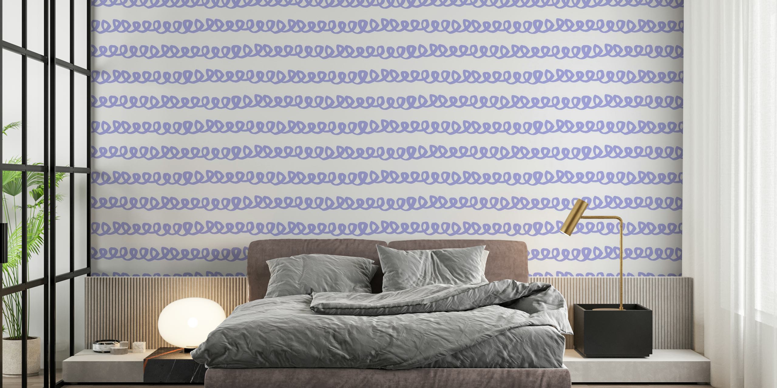 Cornflower Blue Squiggles wallpaper design