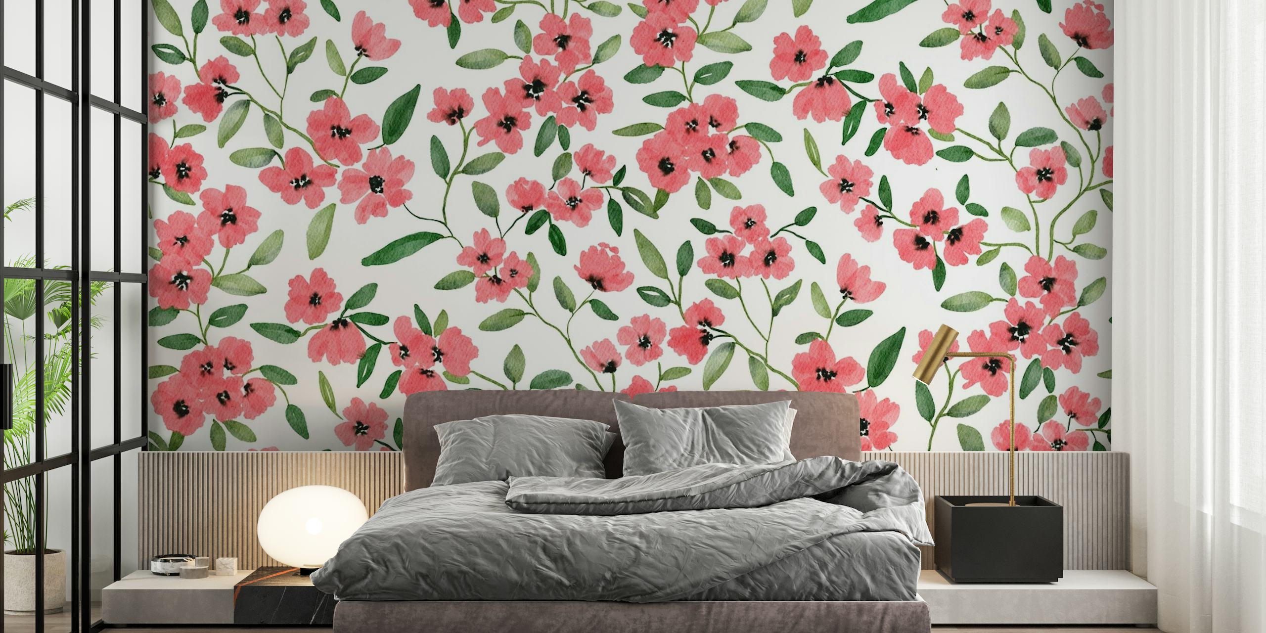 Bright pink wildflowers wallpaper