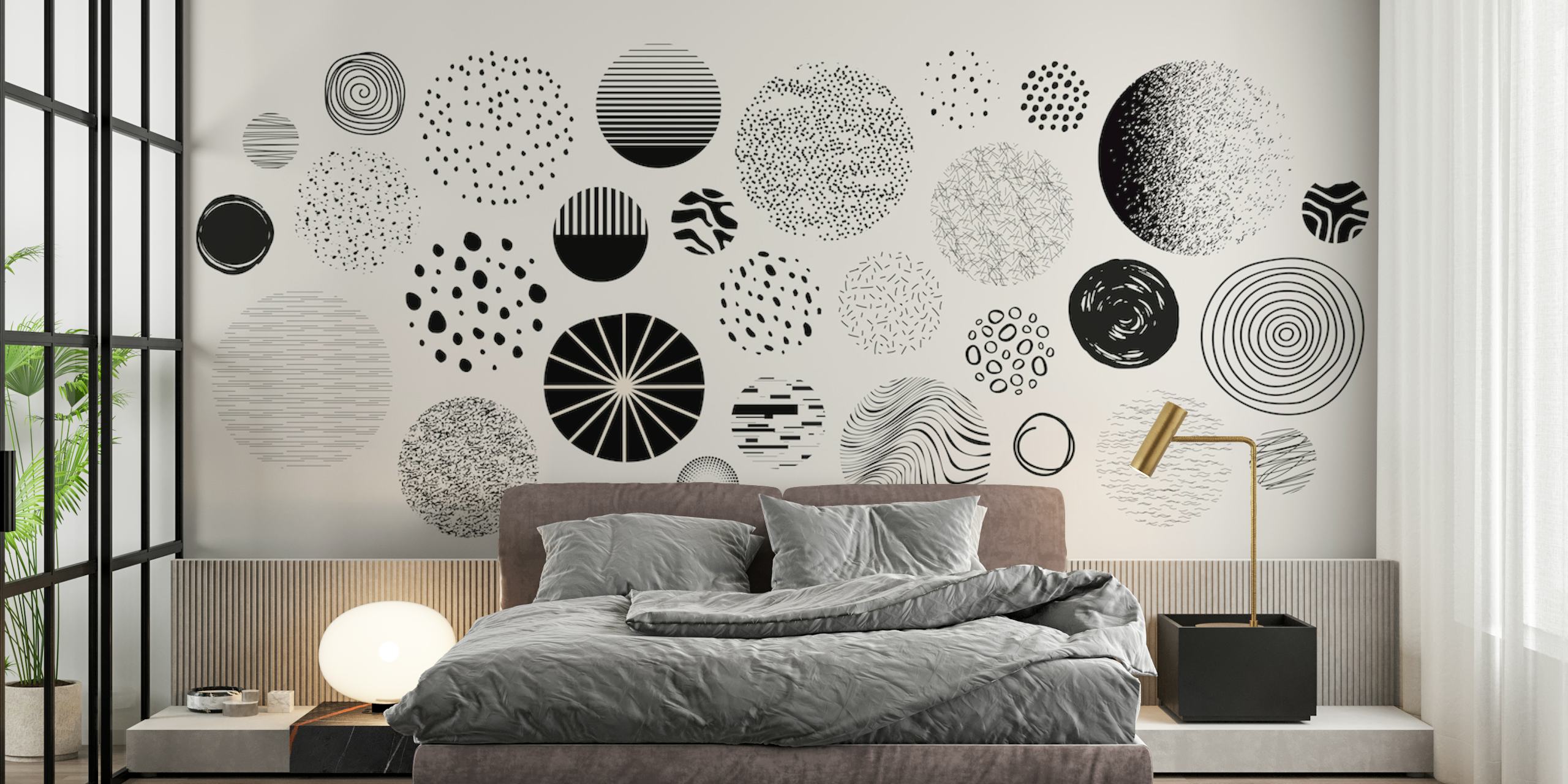 Circles universe wallpaper in a decorated room
