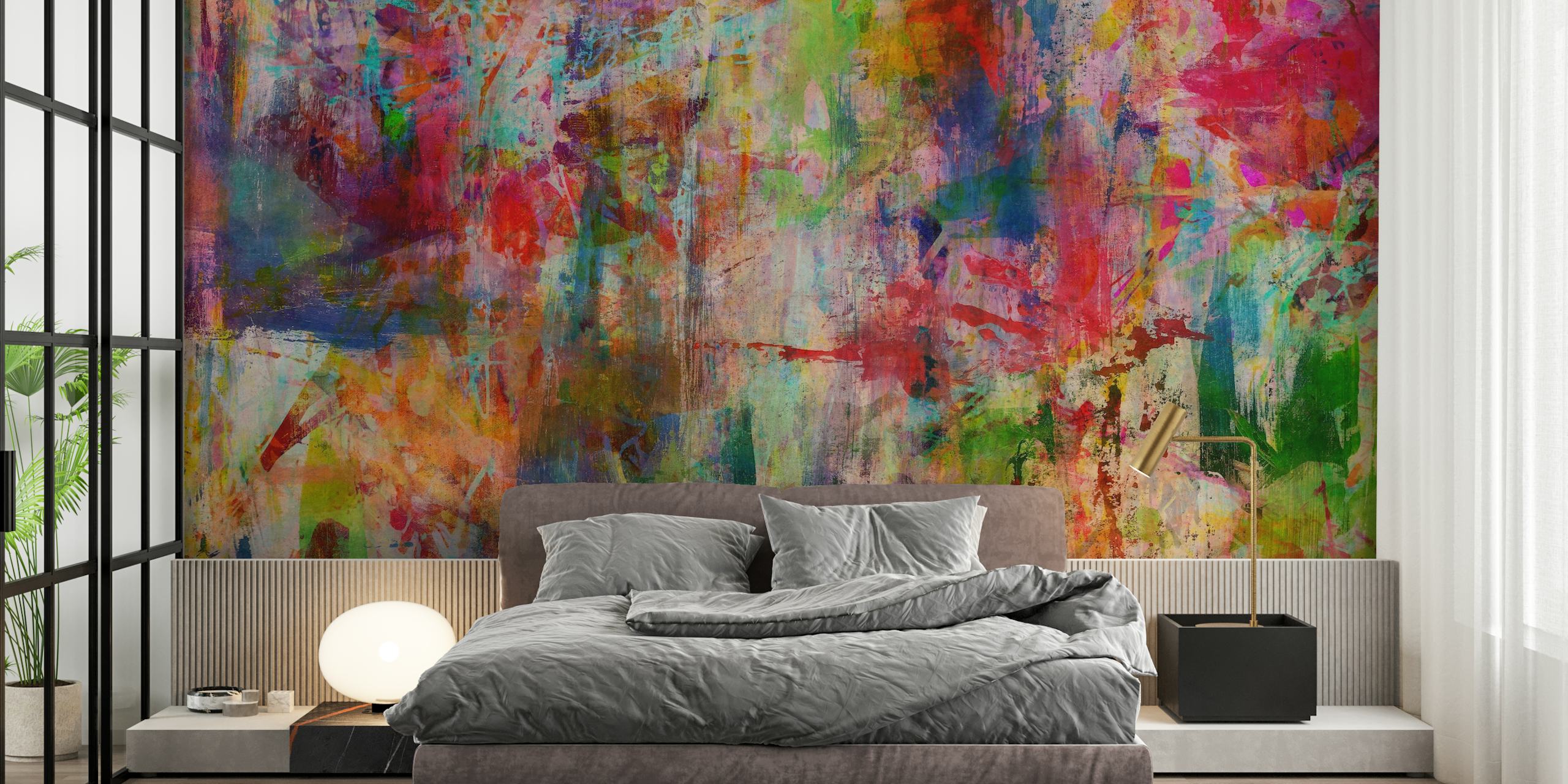 Colorful brush stroke patterns in vibrant hues wallpaper