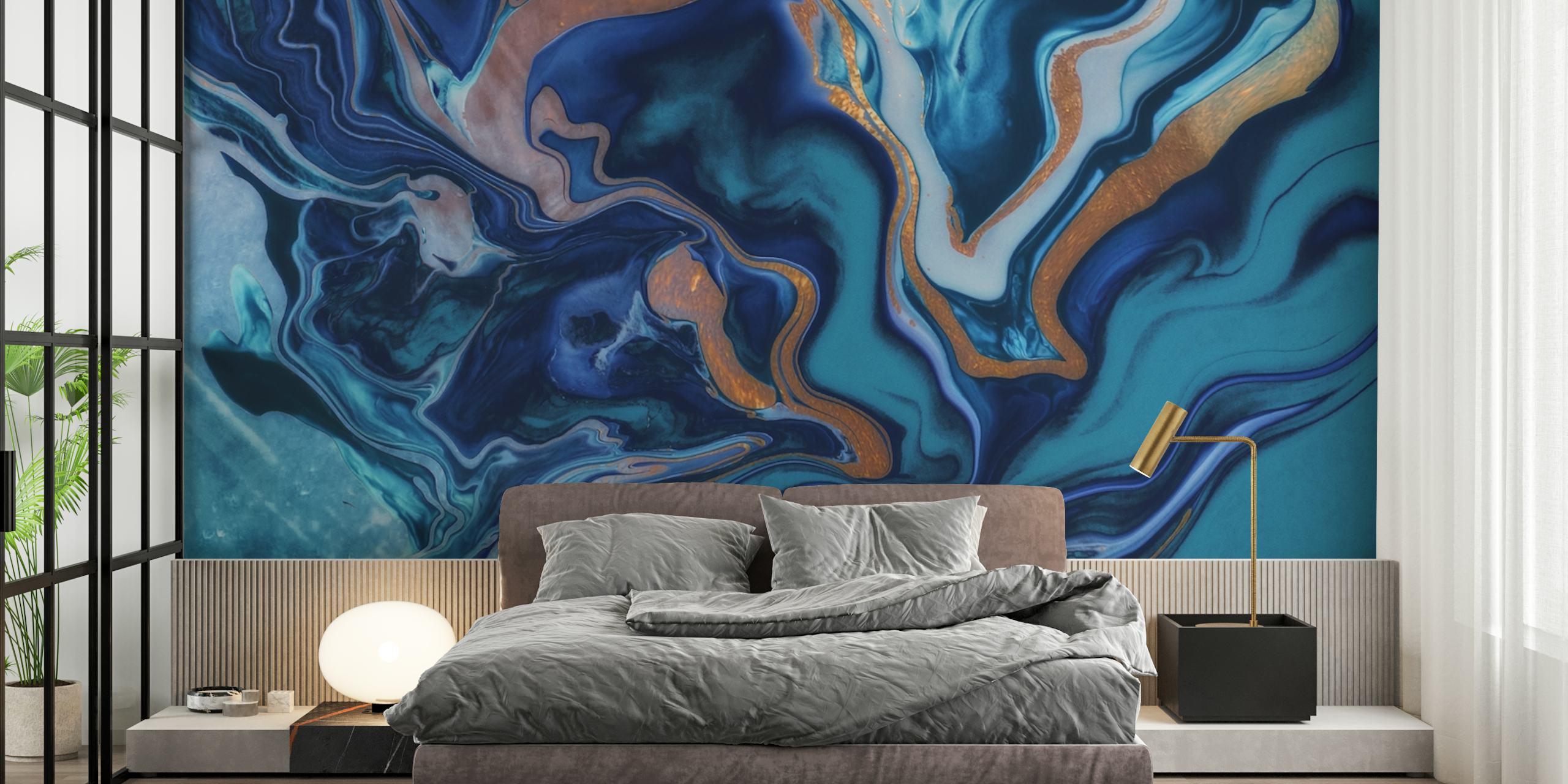 Το τοίχο του πίνακα Dramaqueen Marble Royal Blue με στροφές μπλε, χρυσού και λευκού