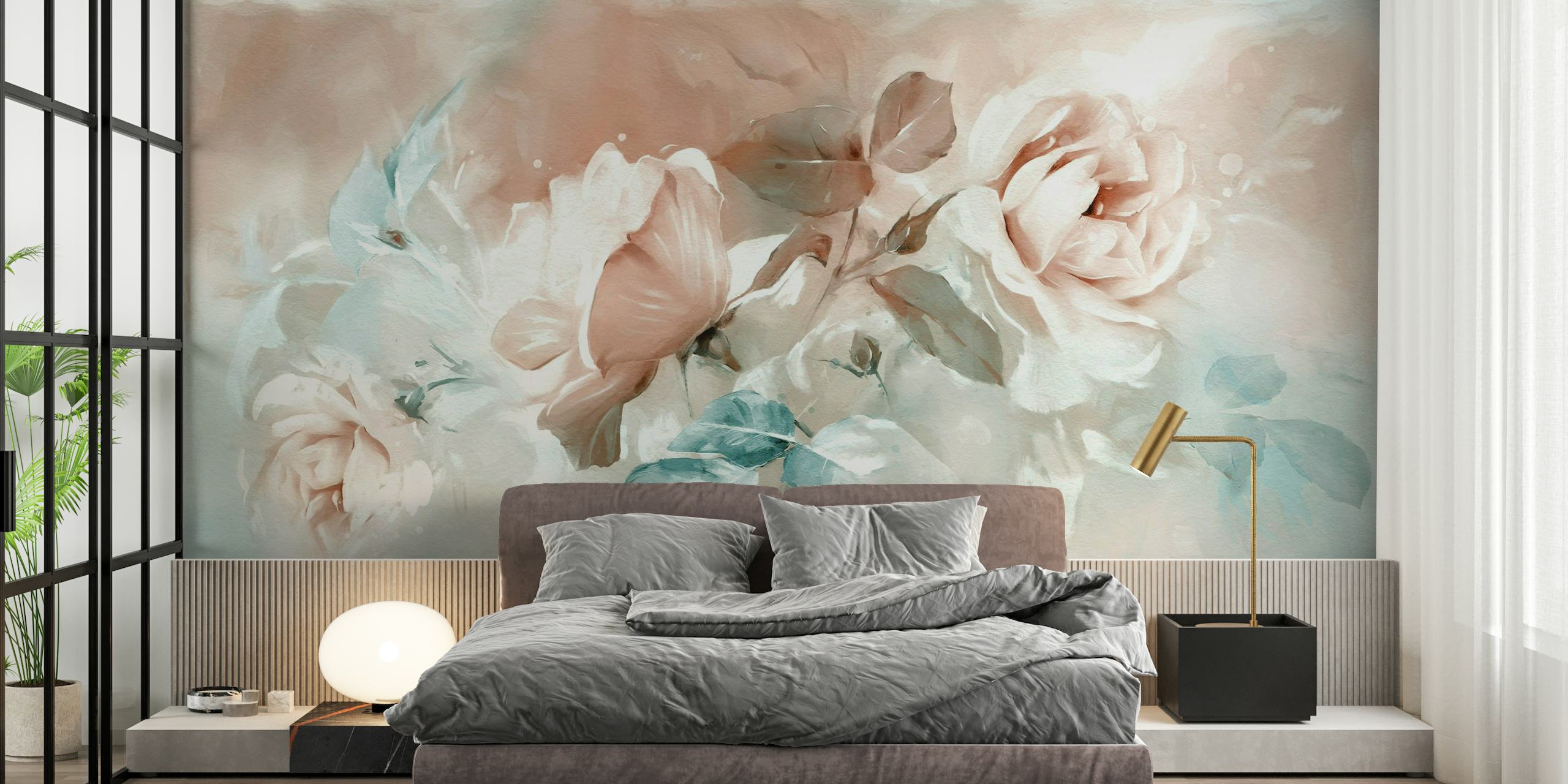 Roses oil painting wallpaper