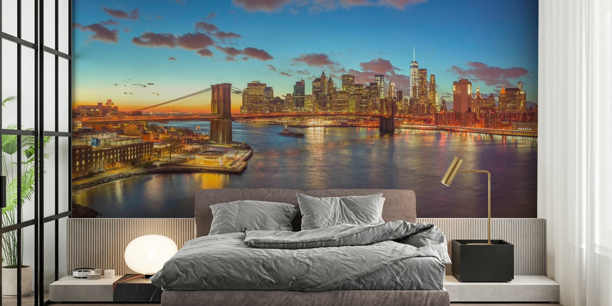 Manhattan Skyline with Brooklyn Bridge papiers peint