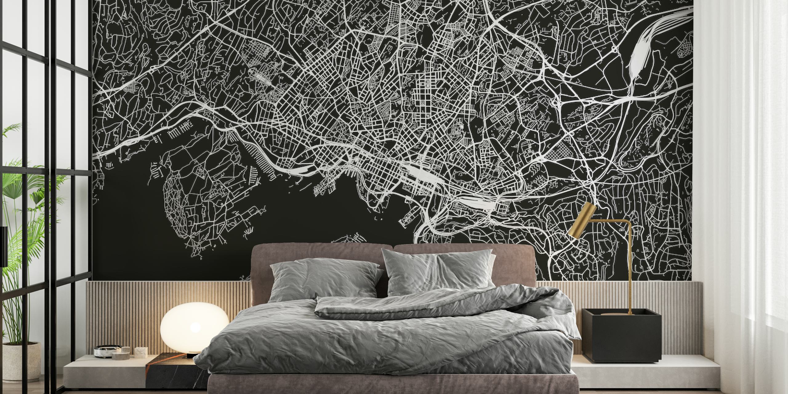 Fotomurais paisagistícos Mapa da cidade de Oslo em preto e branco