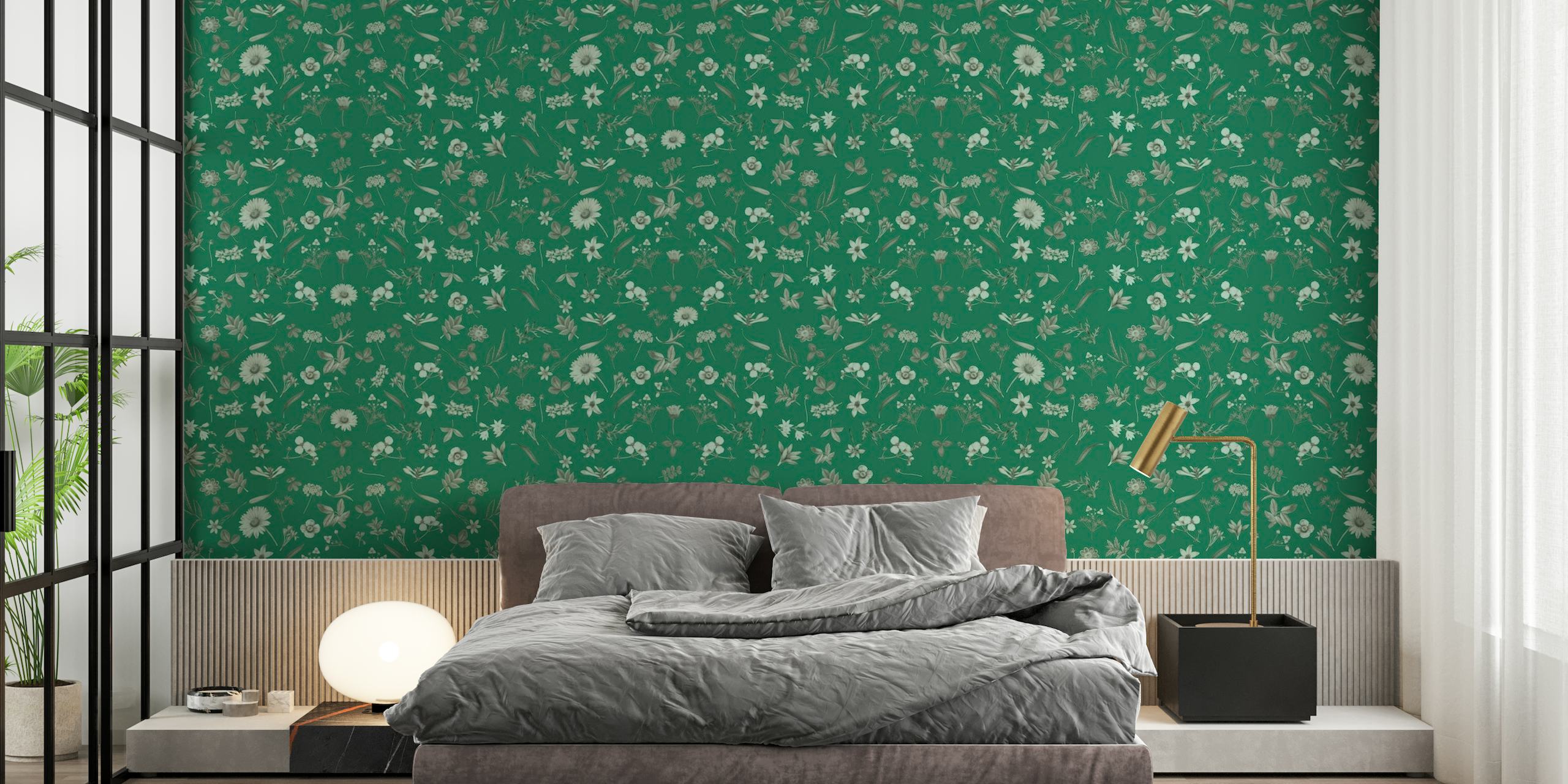 Pattern Floral Grön papel de parede