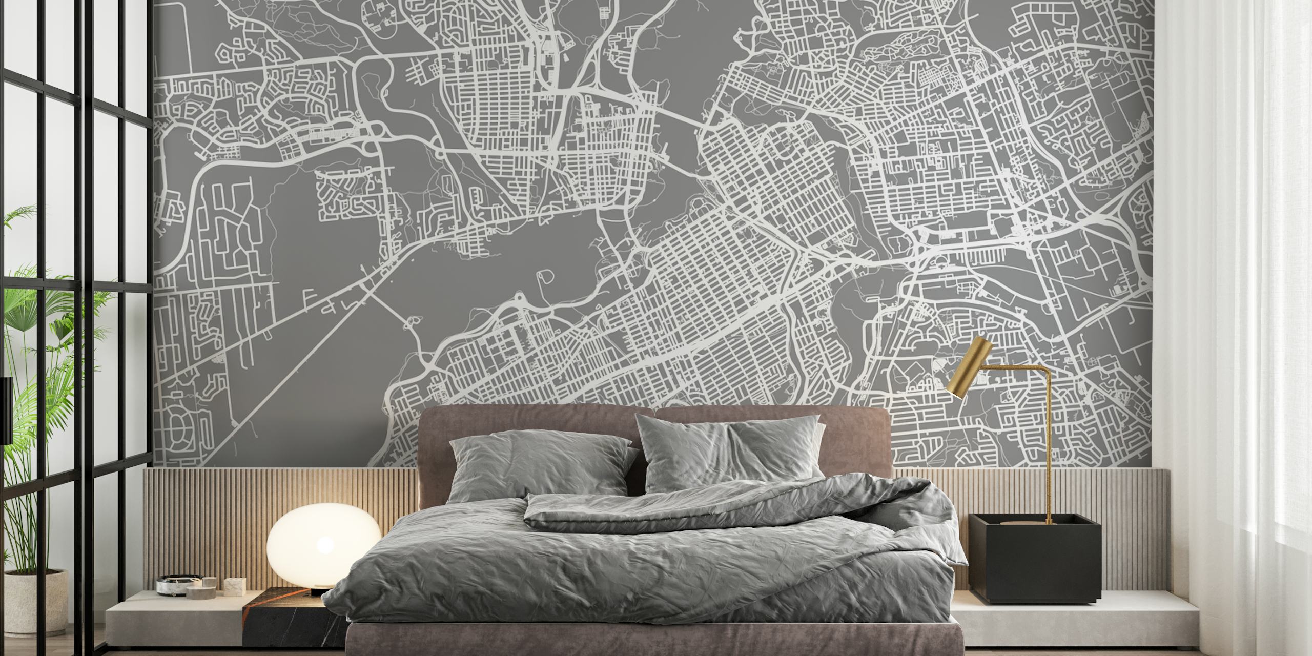 Ottawa city map in white lines on a gray background wallpaper