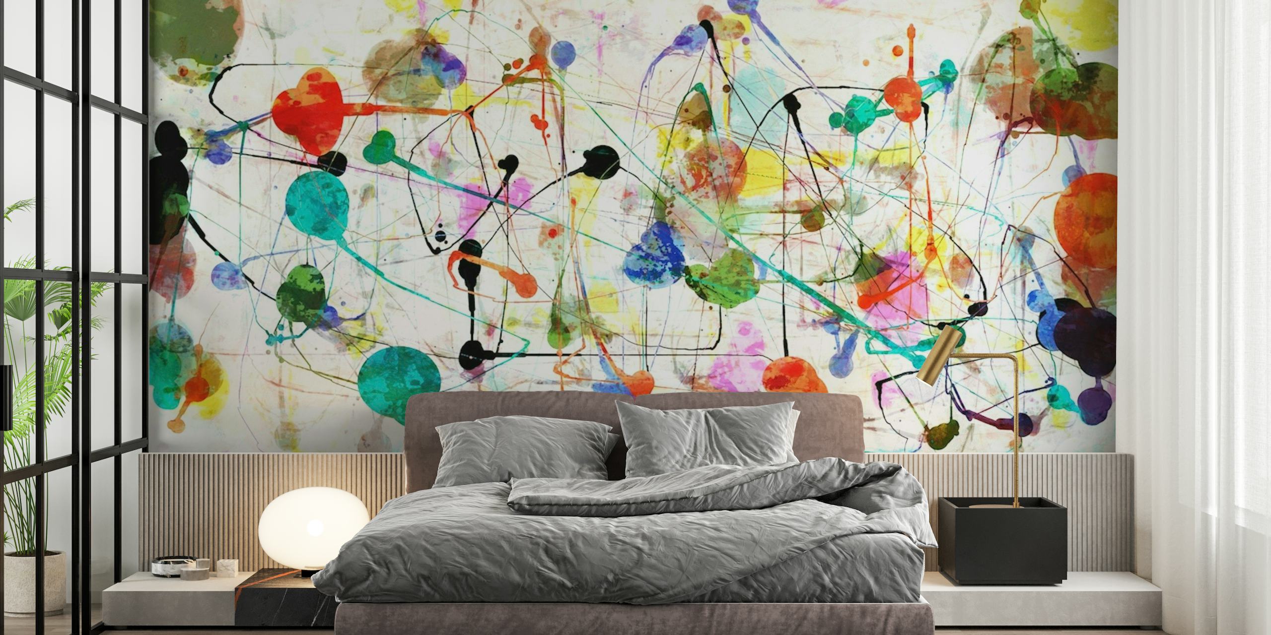 Panoramic Pollock Party behang