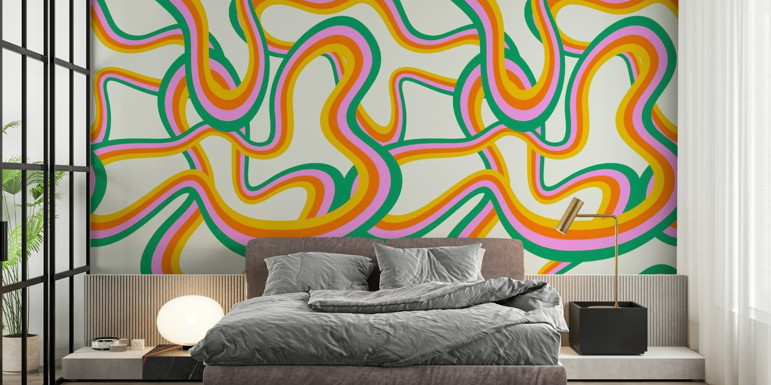 Retro rainbow stripes wallpaper