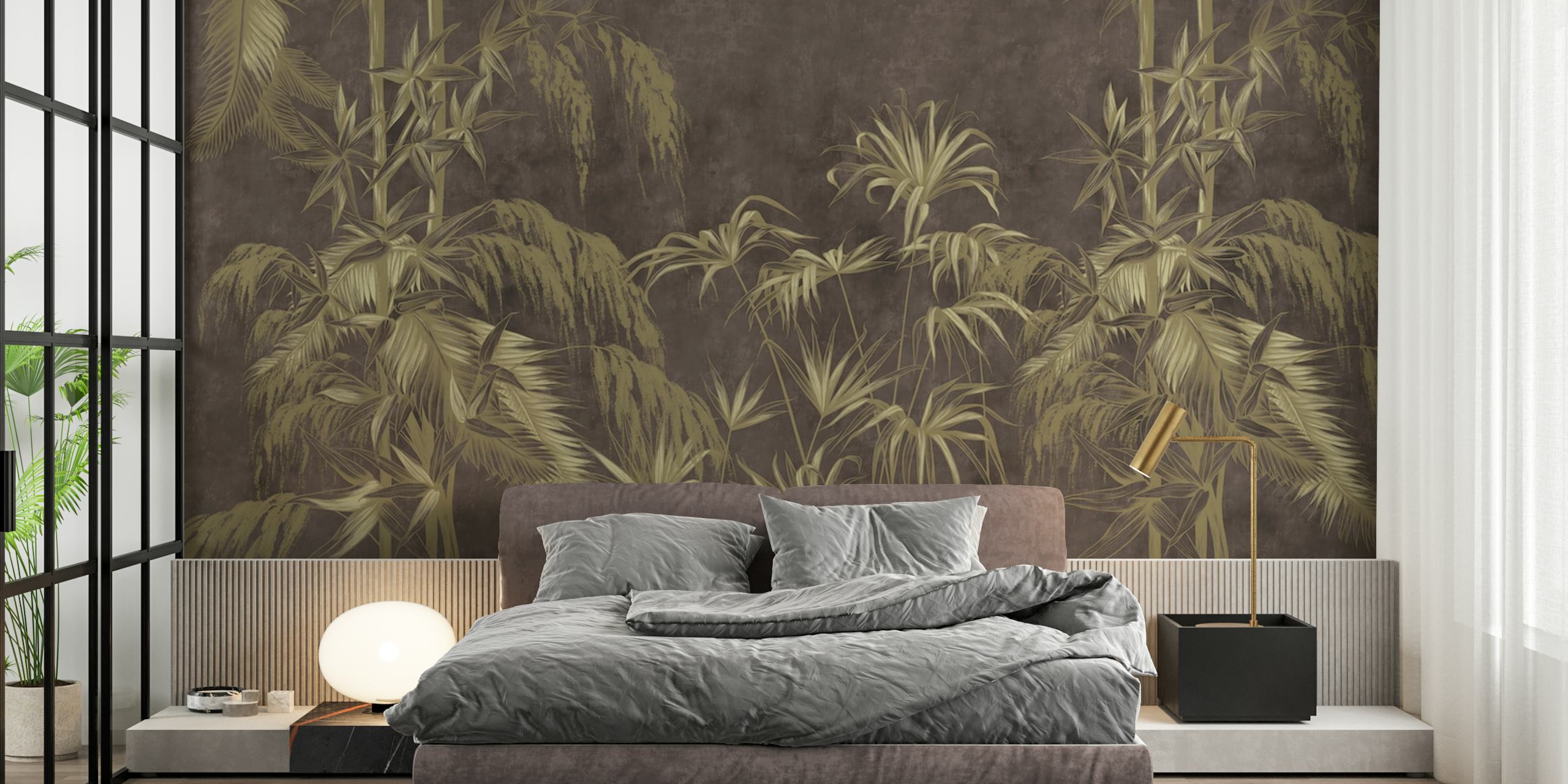Dark Concrete Jungle wallpaper in room setting