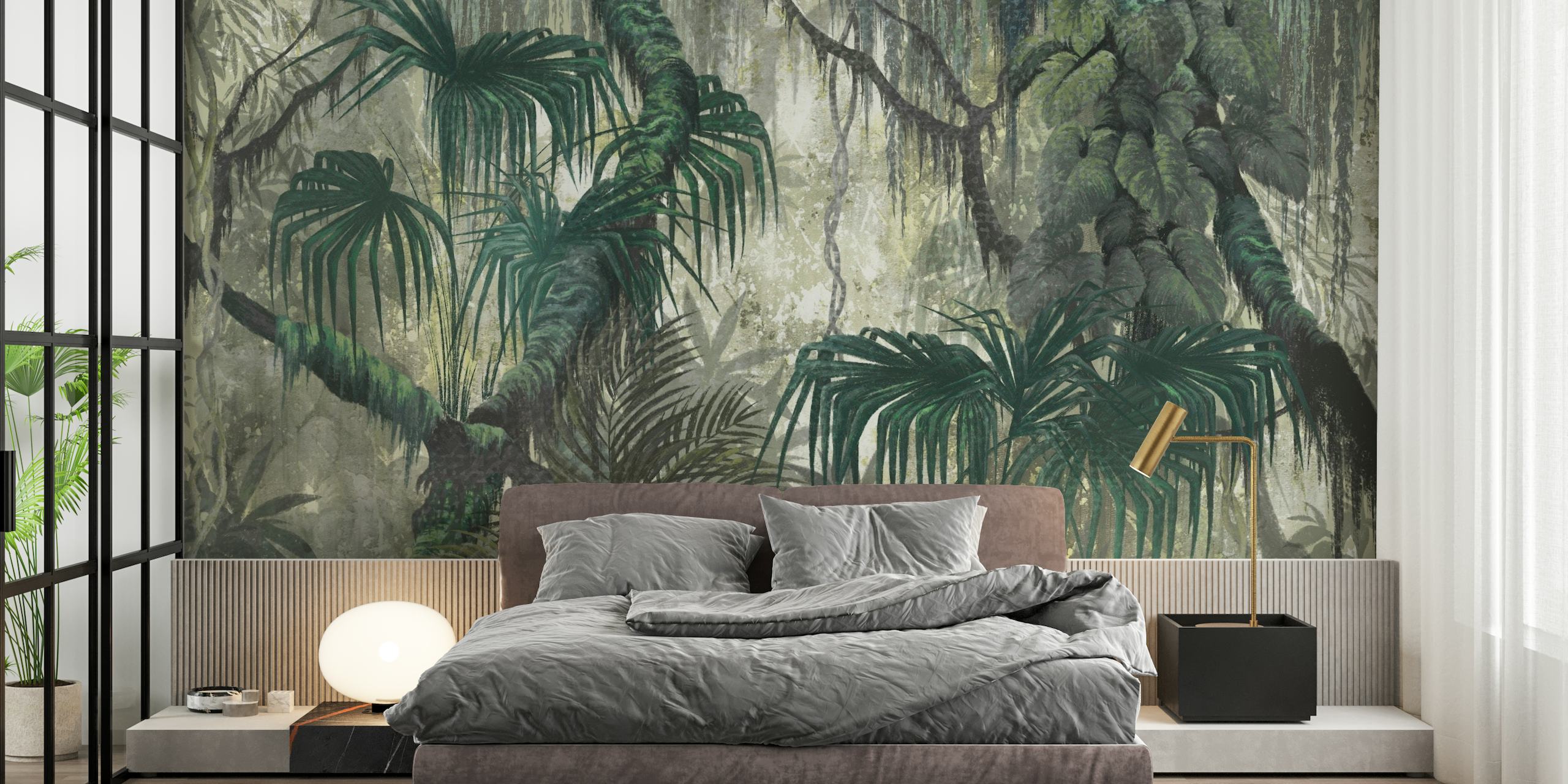 Tropical jungle art II behang