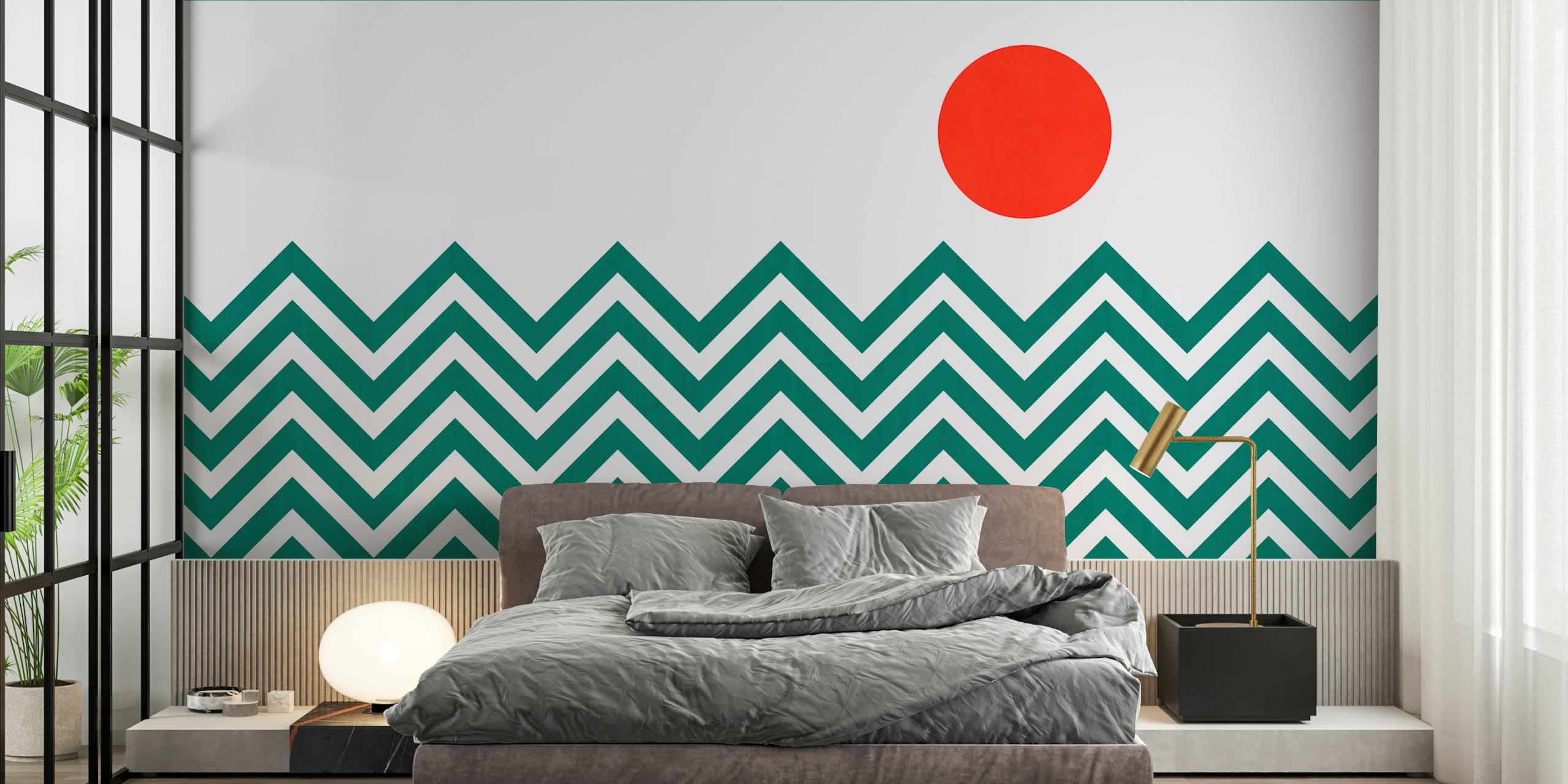 Papel de parede Chevron fashion 04 exibido em uma sala