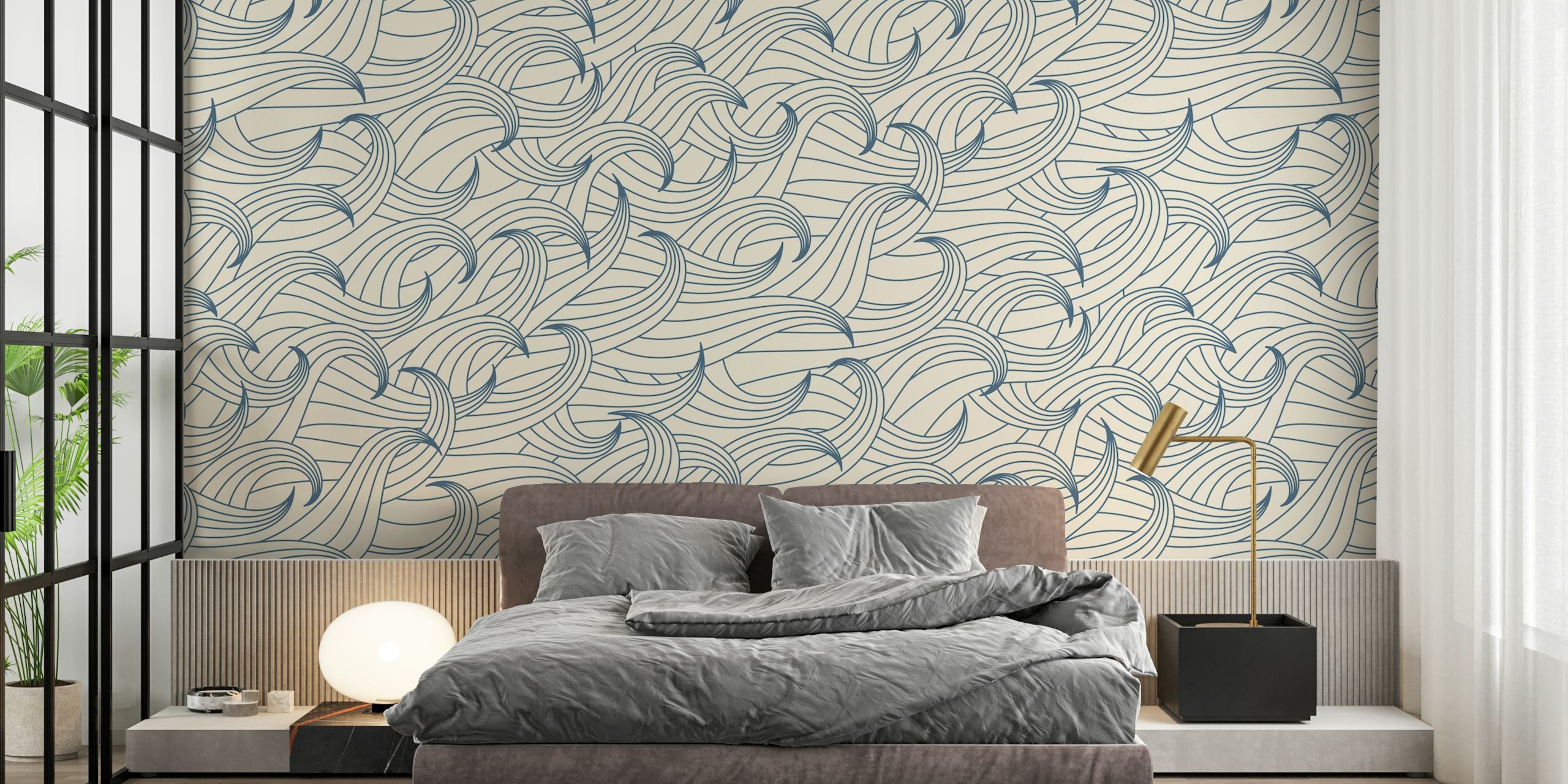 Waves coastal chic wallpaper in a room