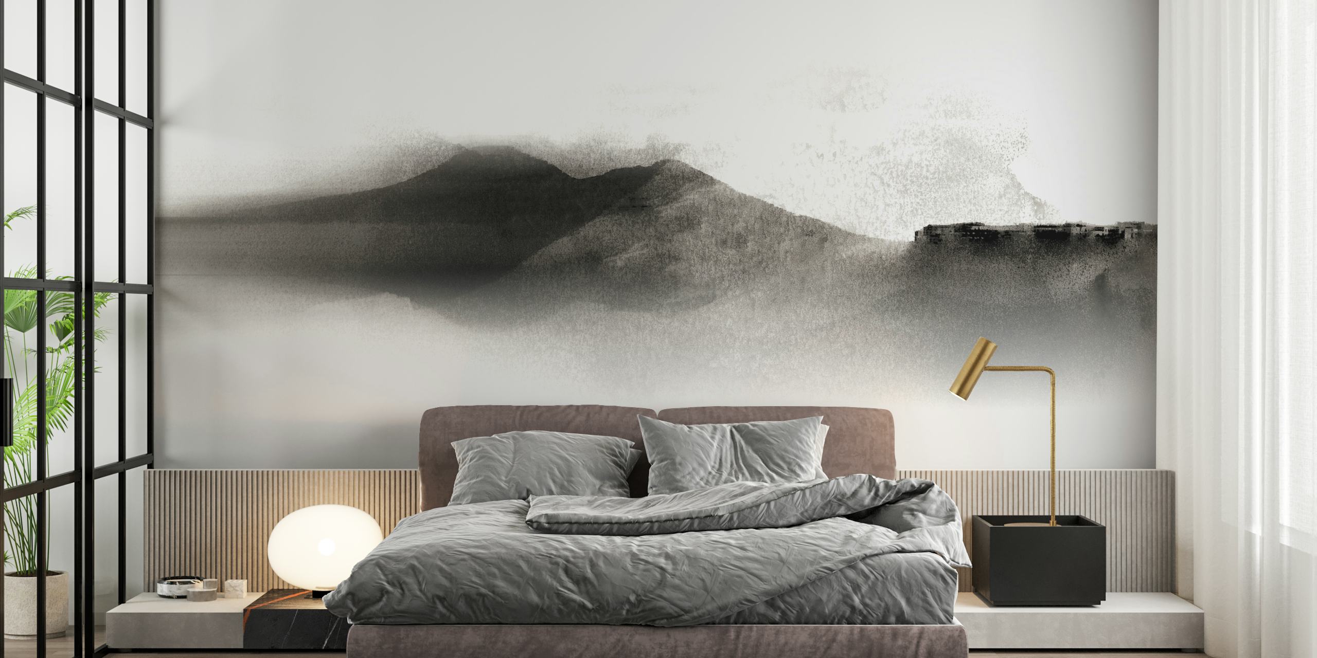 Soft Japan Mountain Horizon Tapete in einem Raum