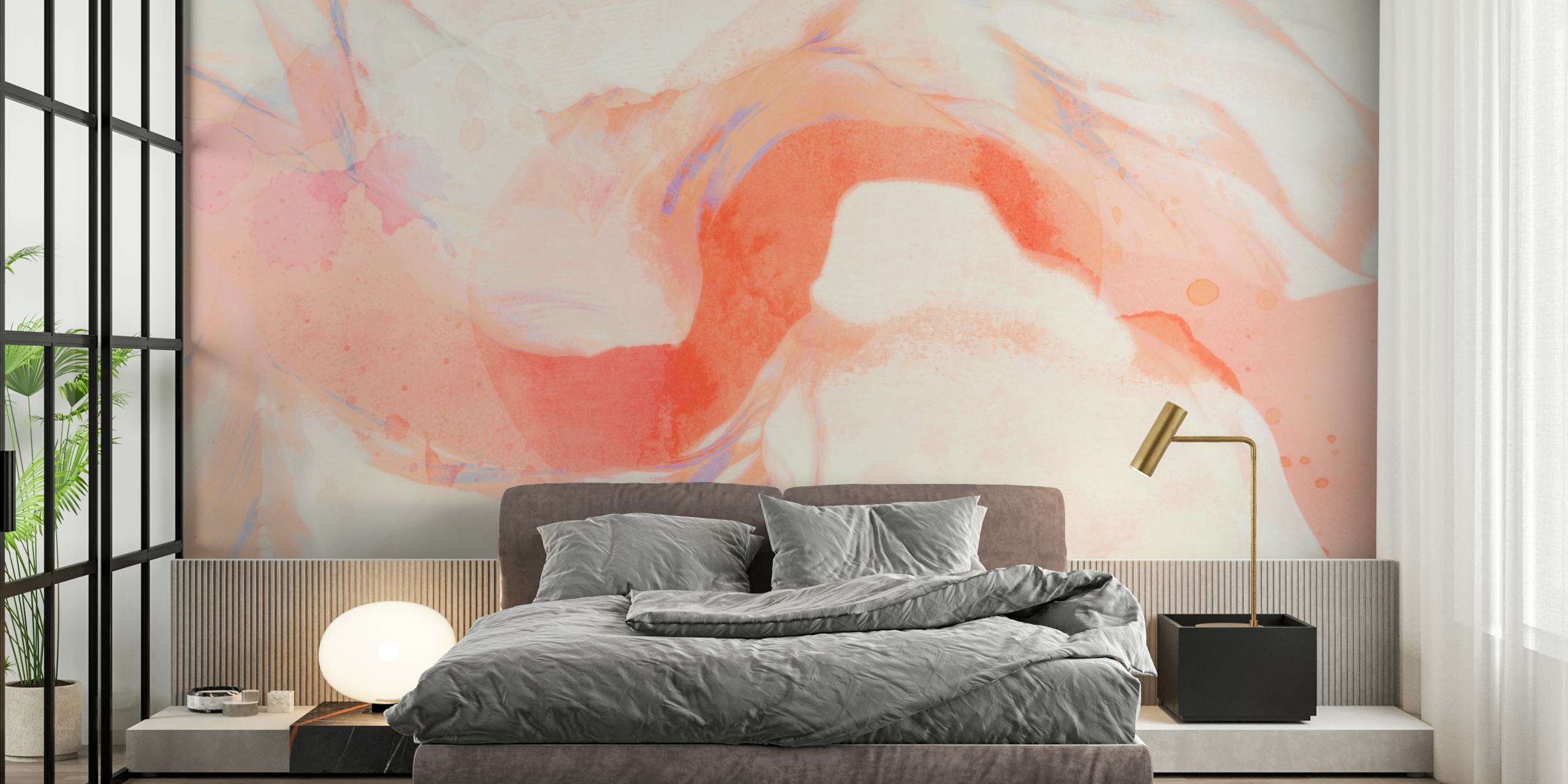 Peach Sunrise wallpaper in a modern room