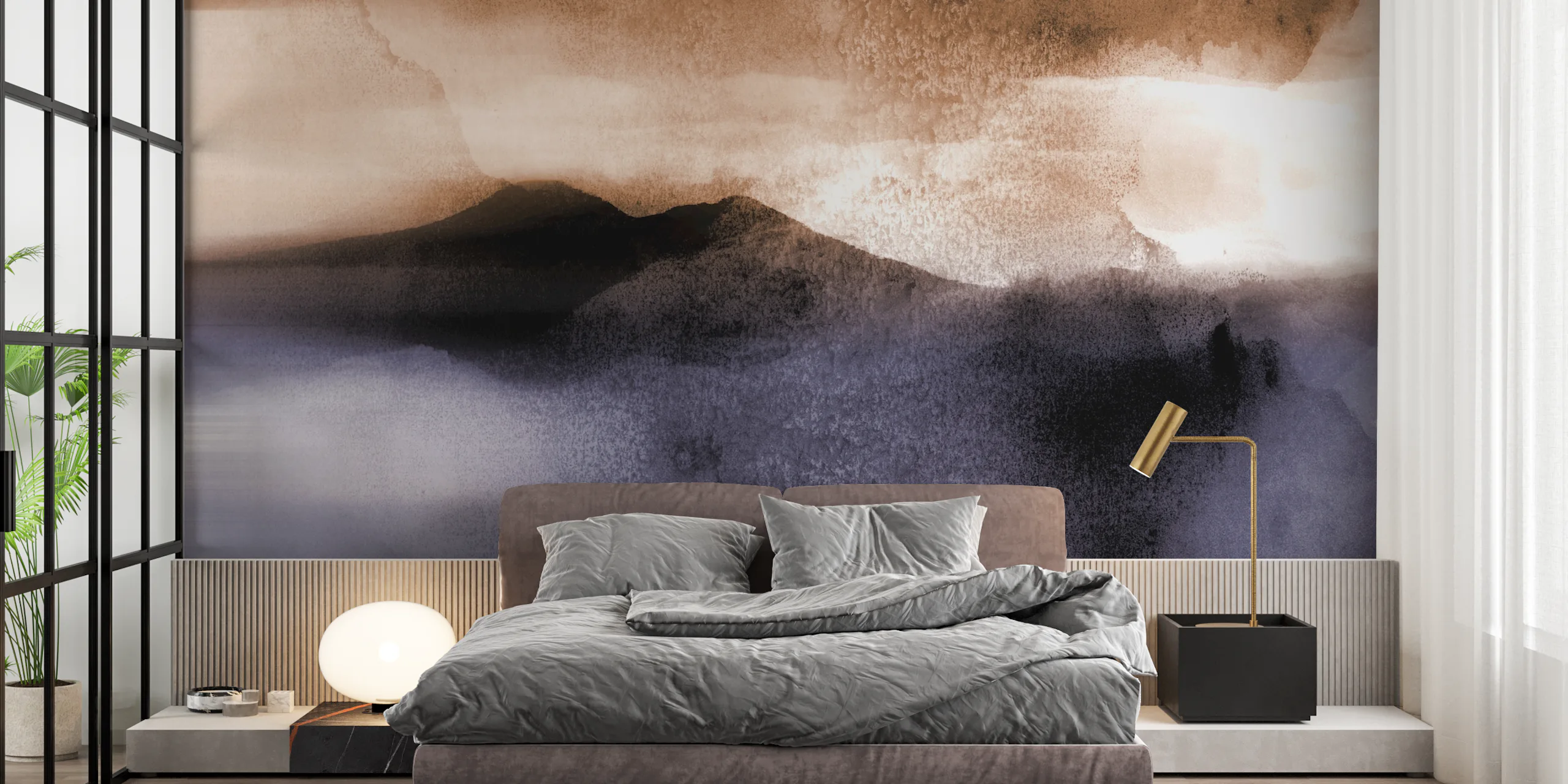 Neutral Japandi Landscape Wallpaper for Sale | Happywall