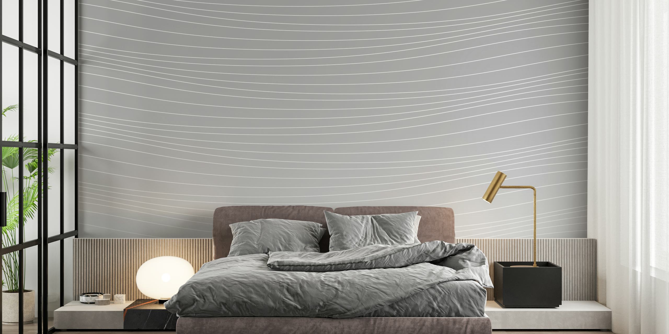 Black and white wavy line pattern wallpaper