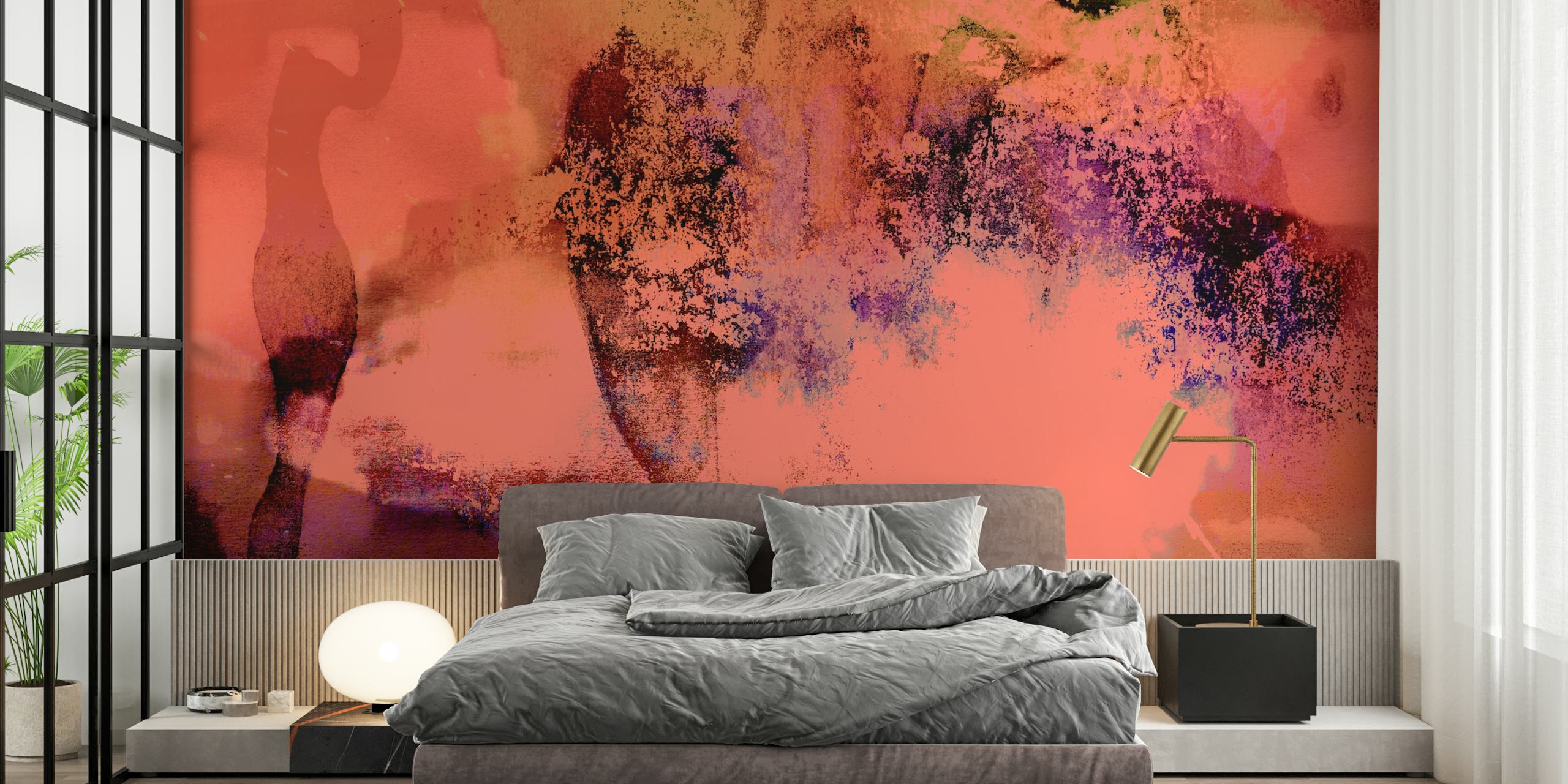 Coral Sunset Dream wallpaper displayed in a room