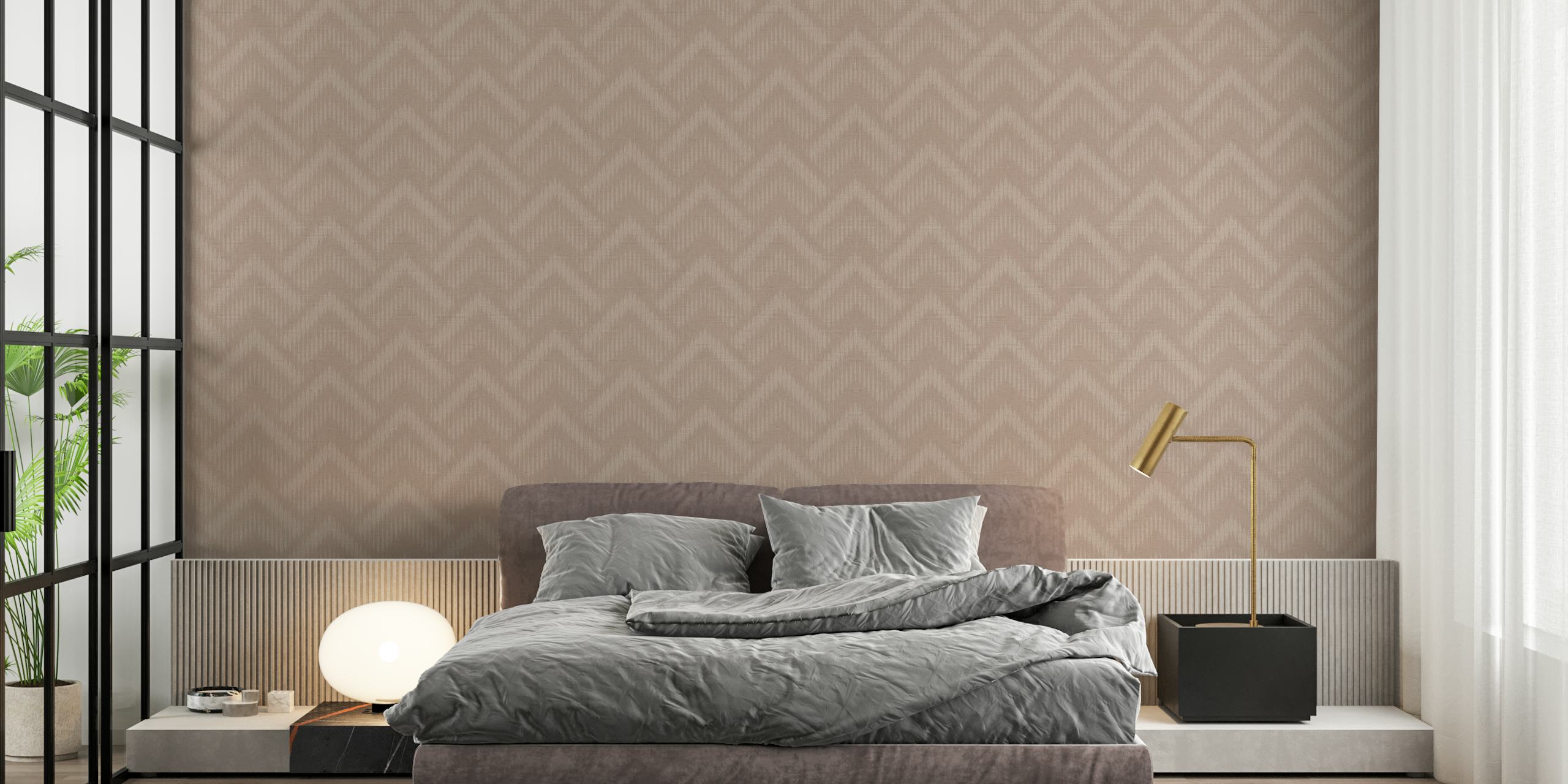 Nude geometric chevron pattern wallpaper