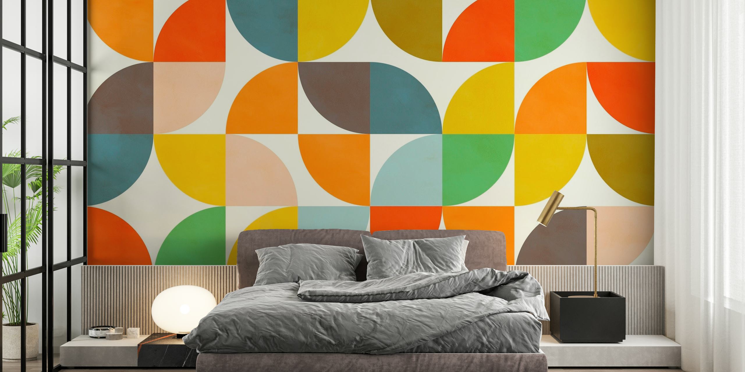 Geometric mid century shapes wallpaper