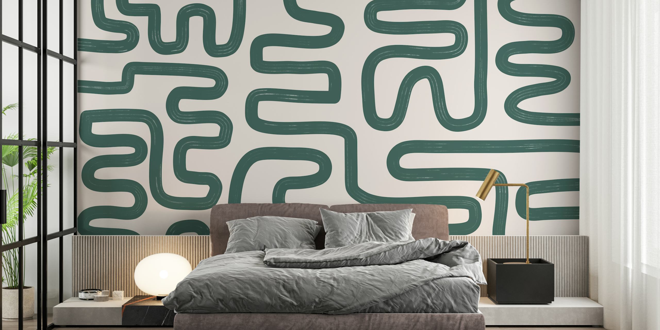 Abstract Line Green tapet i et rom