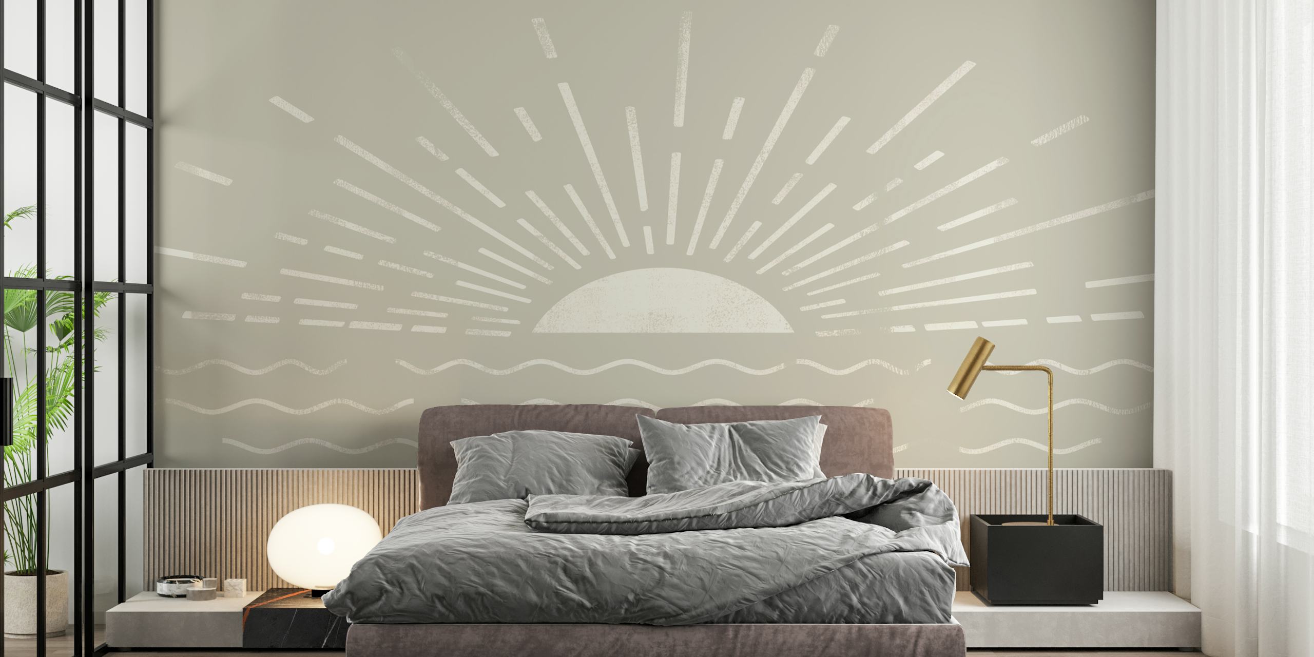 Summer Sunset Green wallpaper in a room