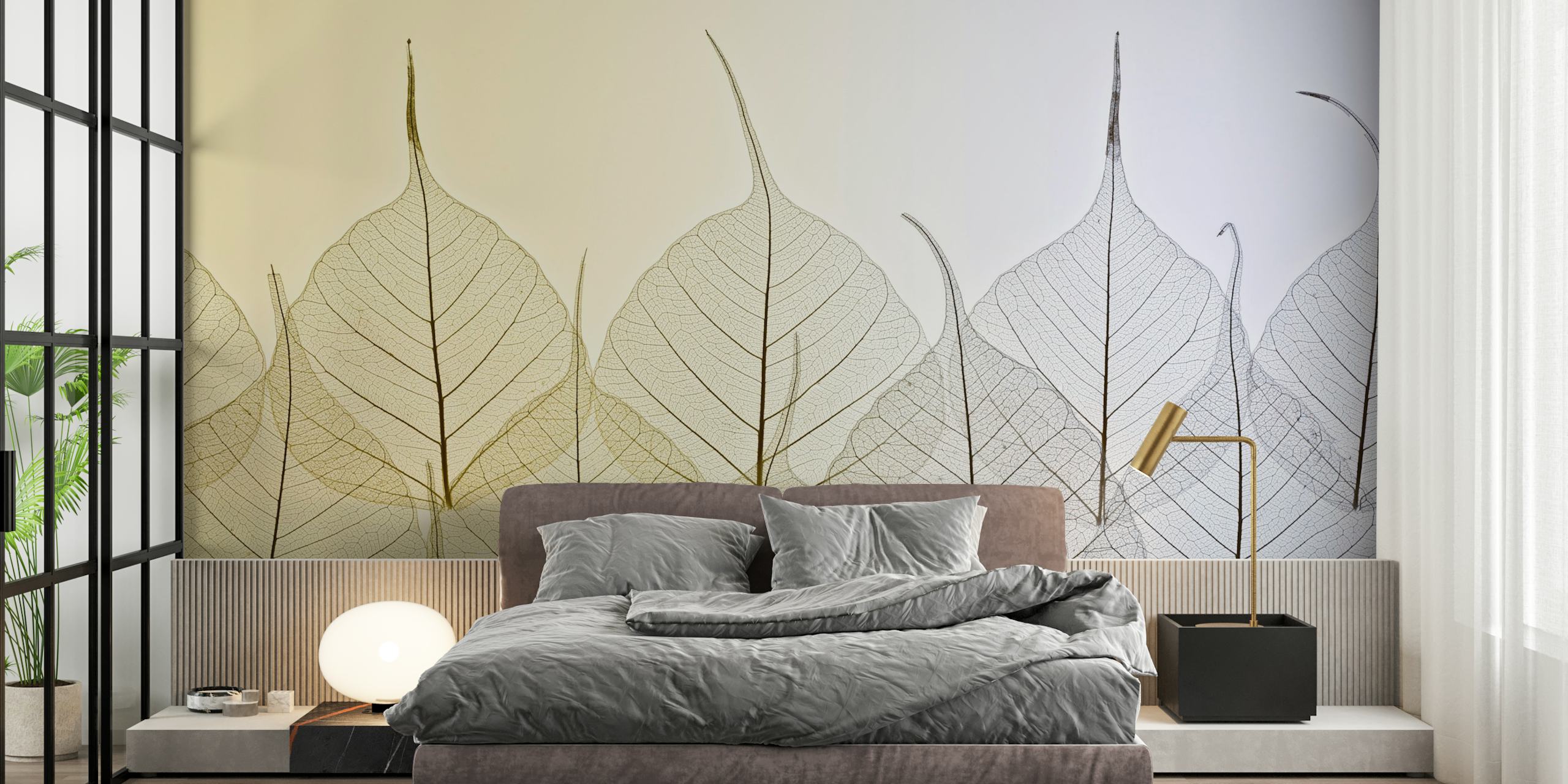 Translucent leaf patterns in soft gradient colors wallpaper