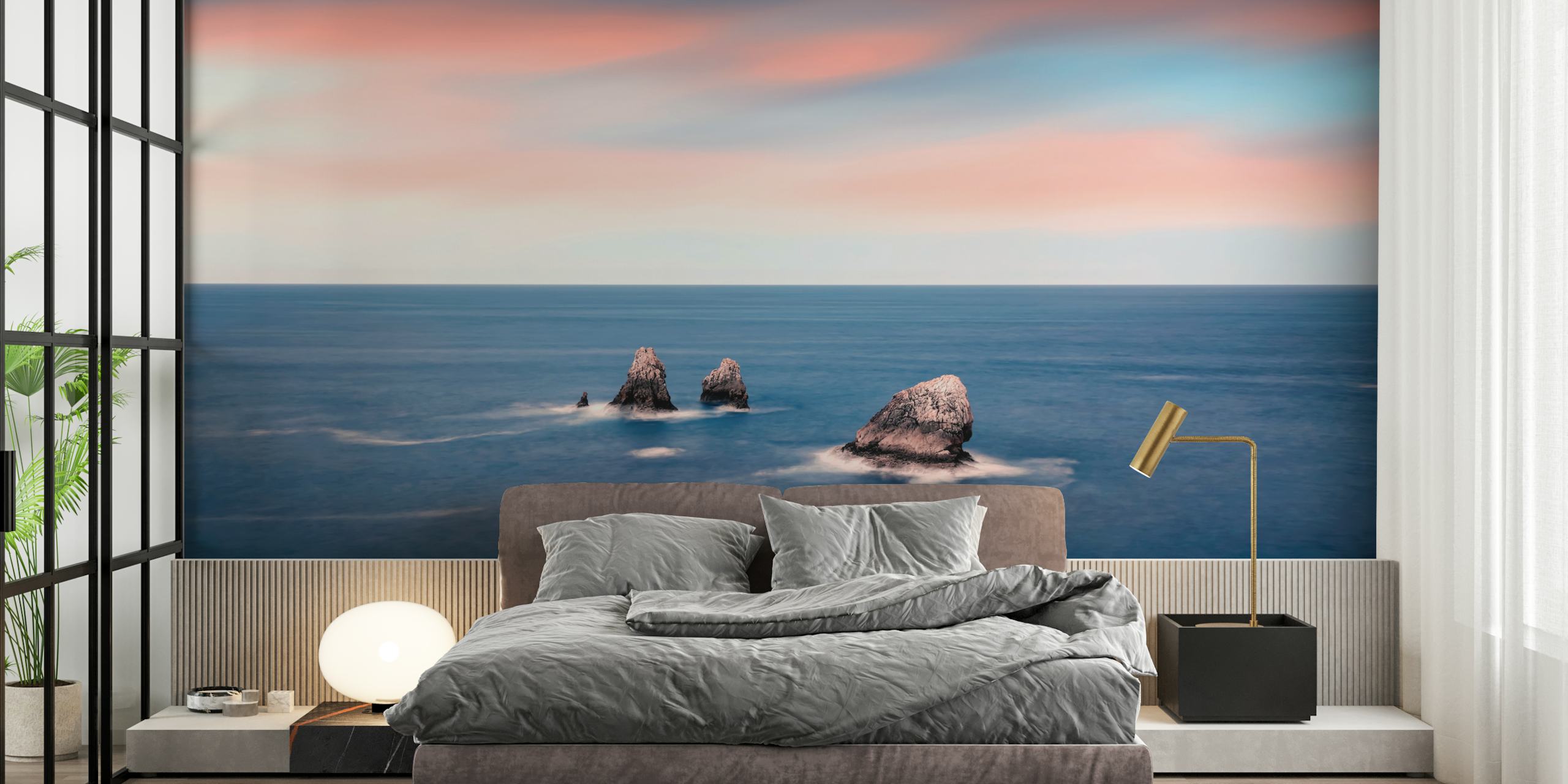 Papel de parede Seascape at sunset em um quarto