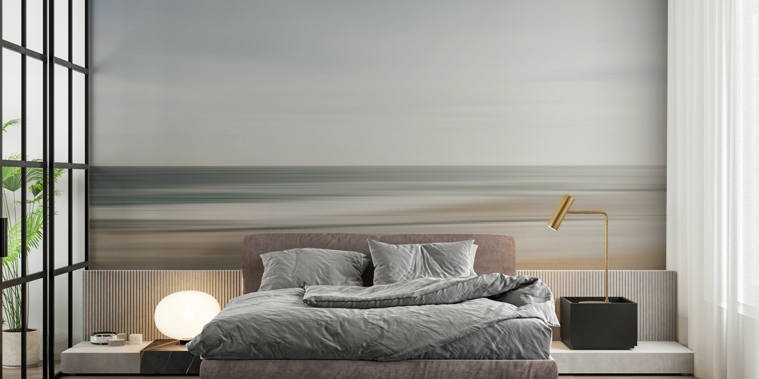 Abstract coastal design with light blue and beige tones wallpaper