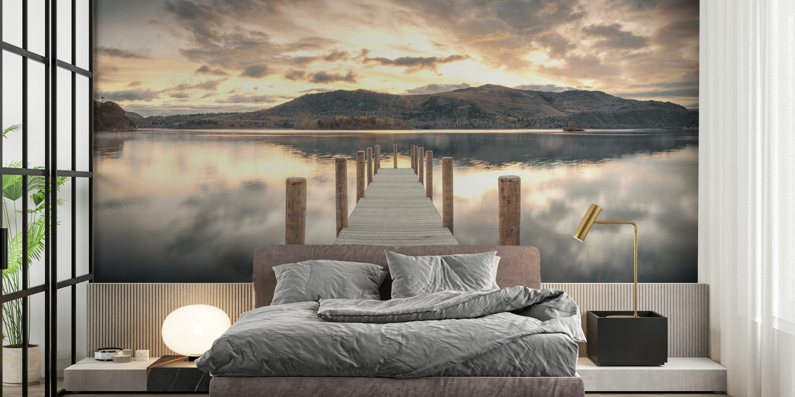 Lakeside tranquility wallpaper in a room