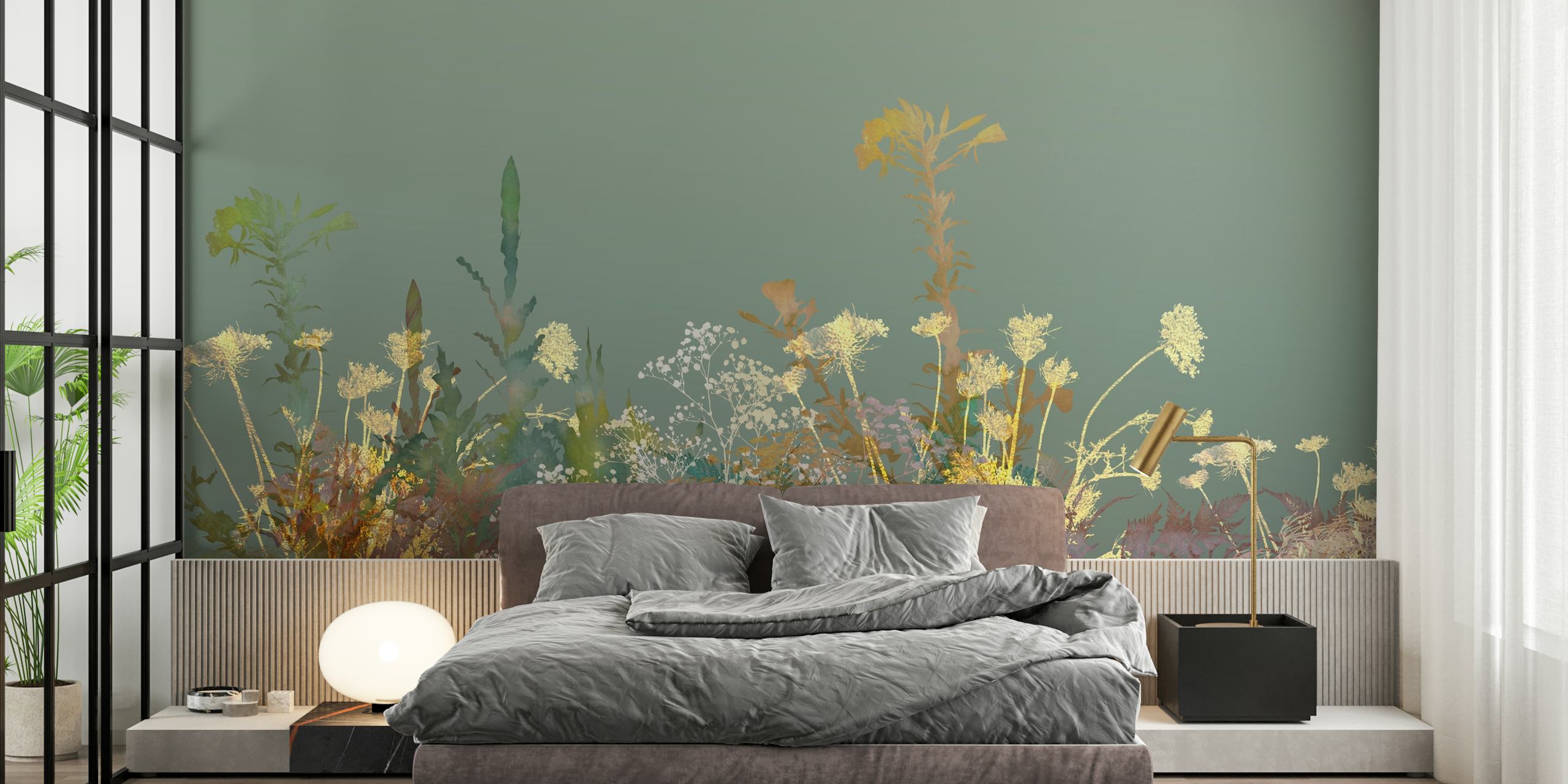 Wild flowers wall mural with a variety of colorful blooms in a tranquil setting
