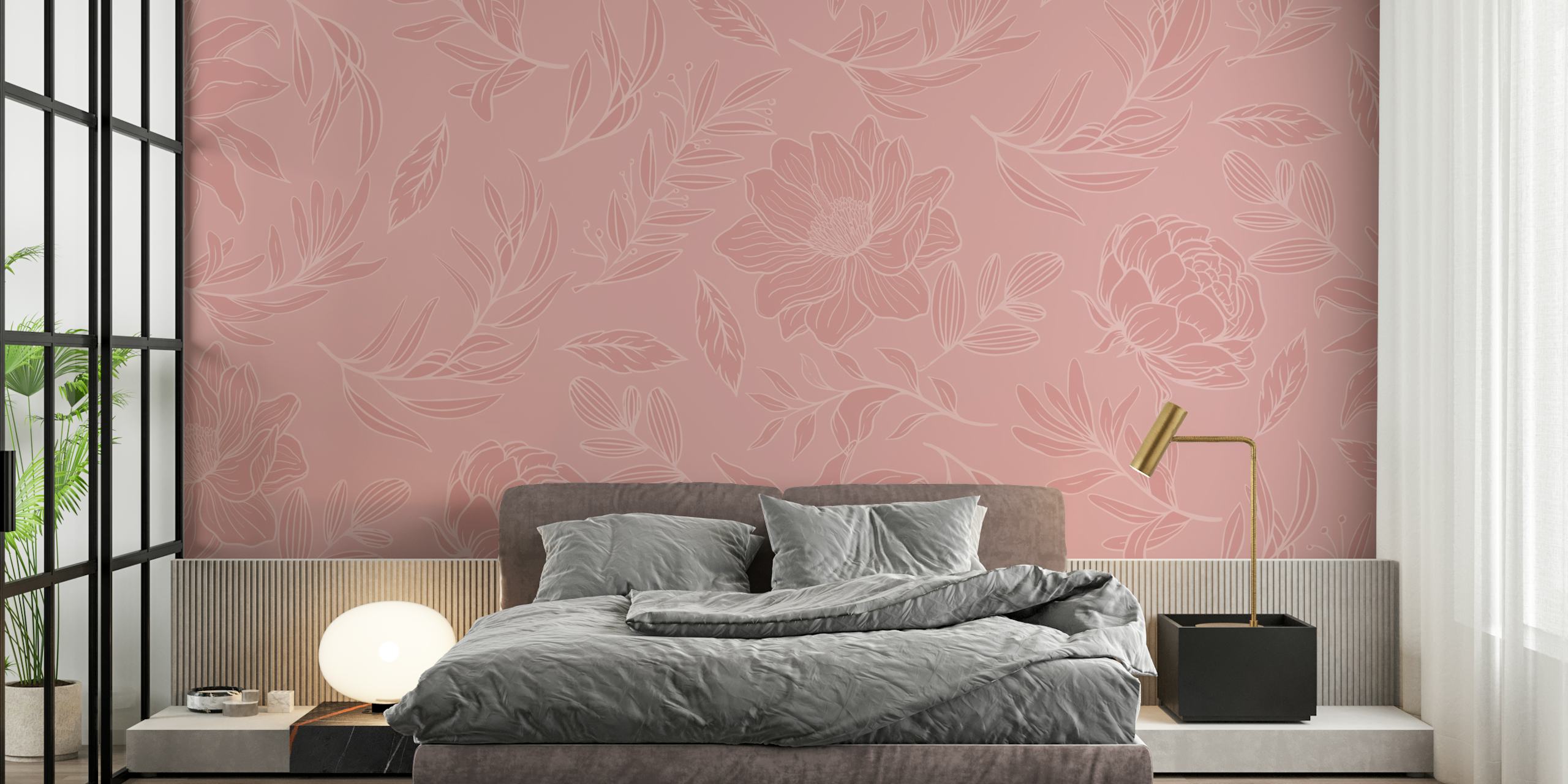 Floral behangontwerp in een kamer